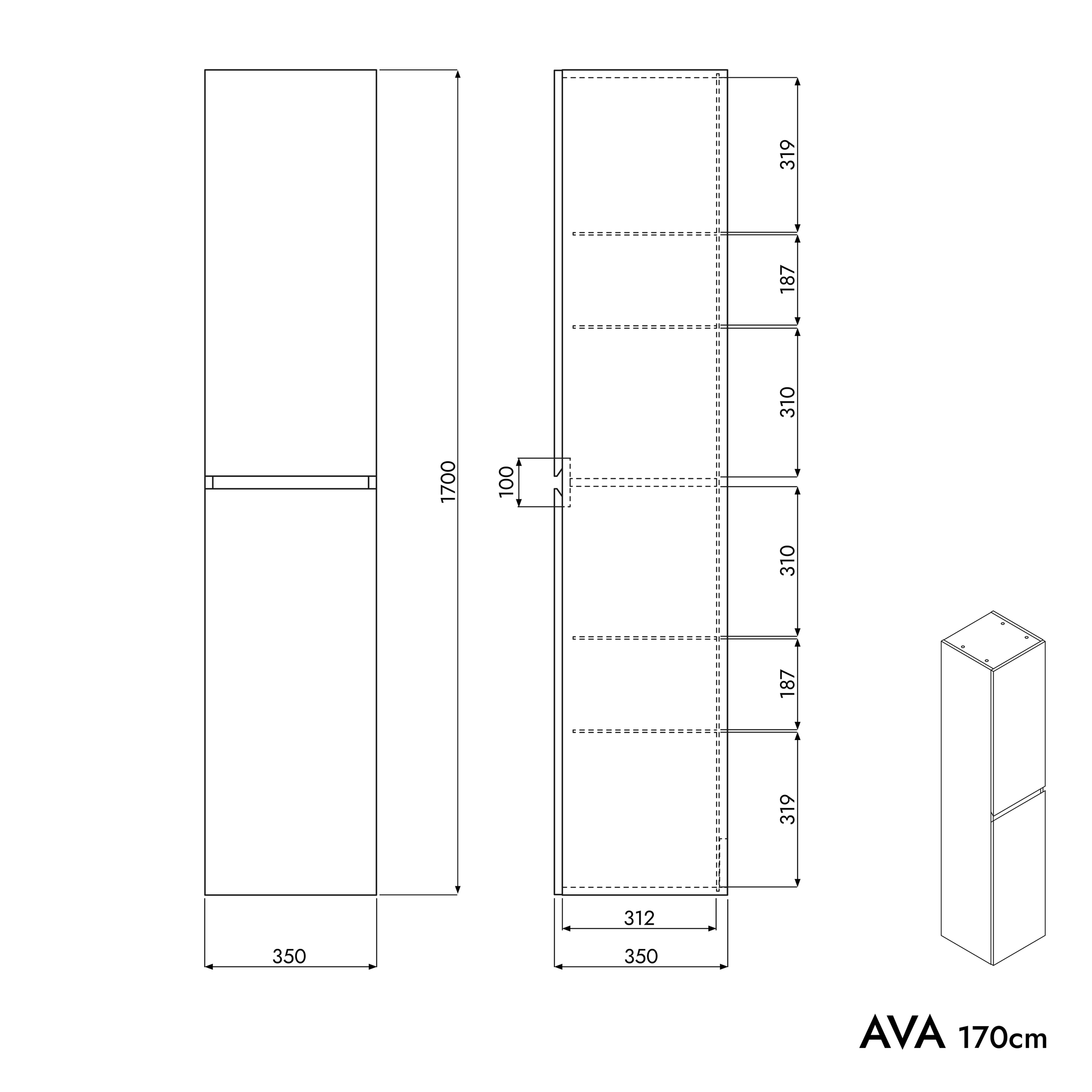 Højskab AVA 170 cm