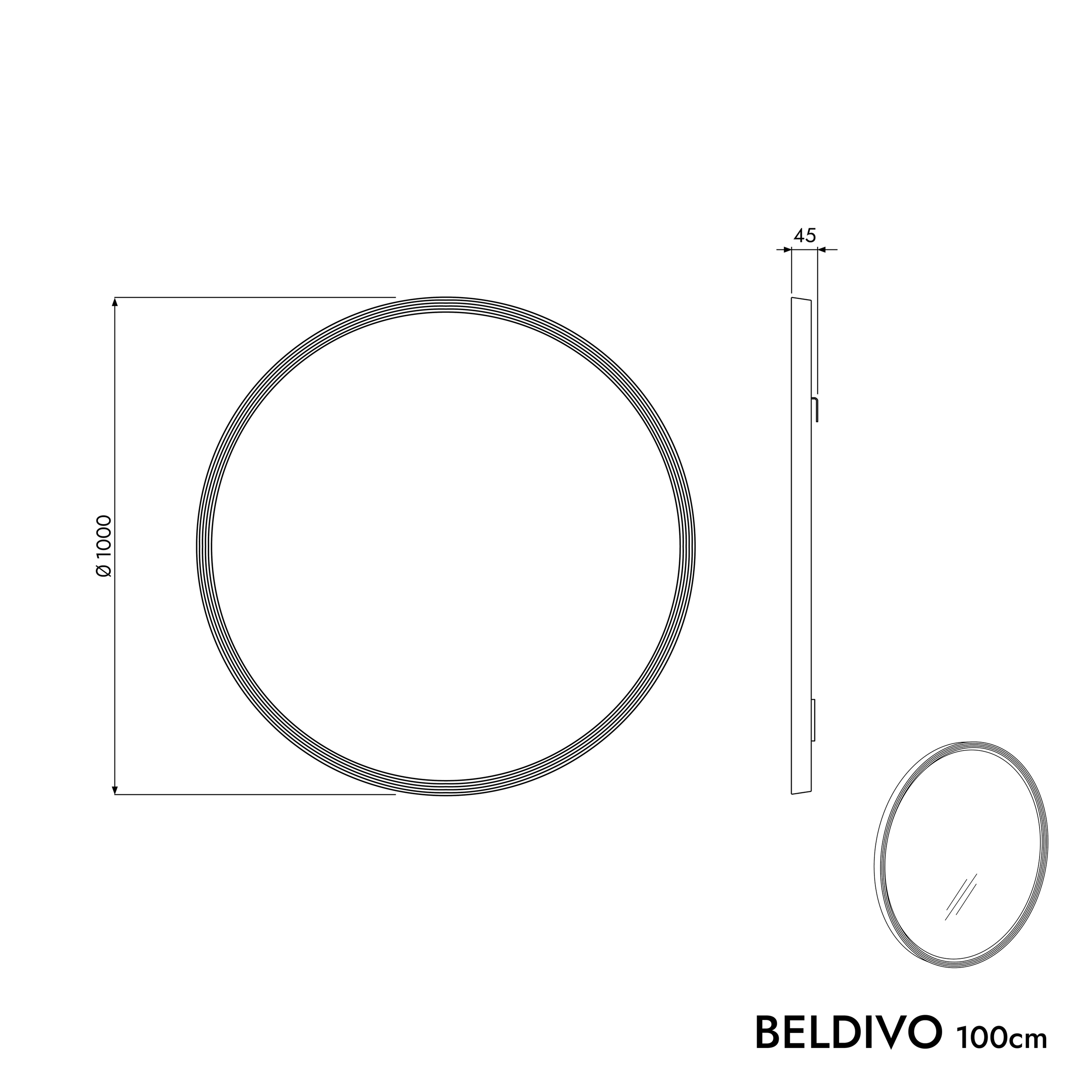 LED badeværelsesspejl BELDIVO rund - 100 cm