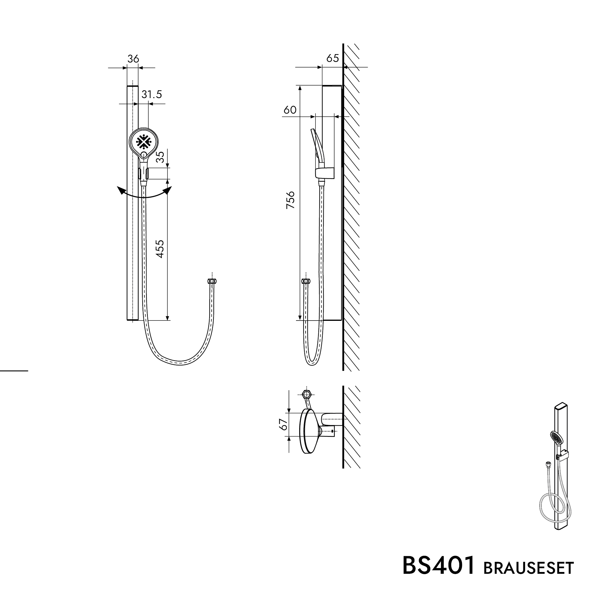 Brusesæt brusestang BS401