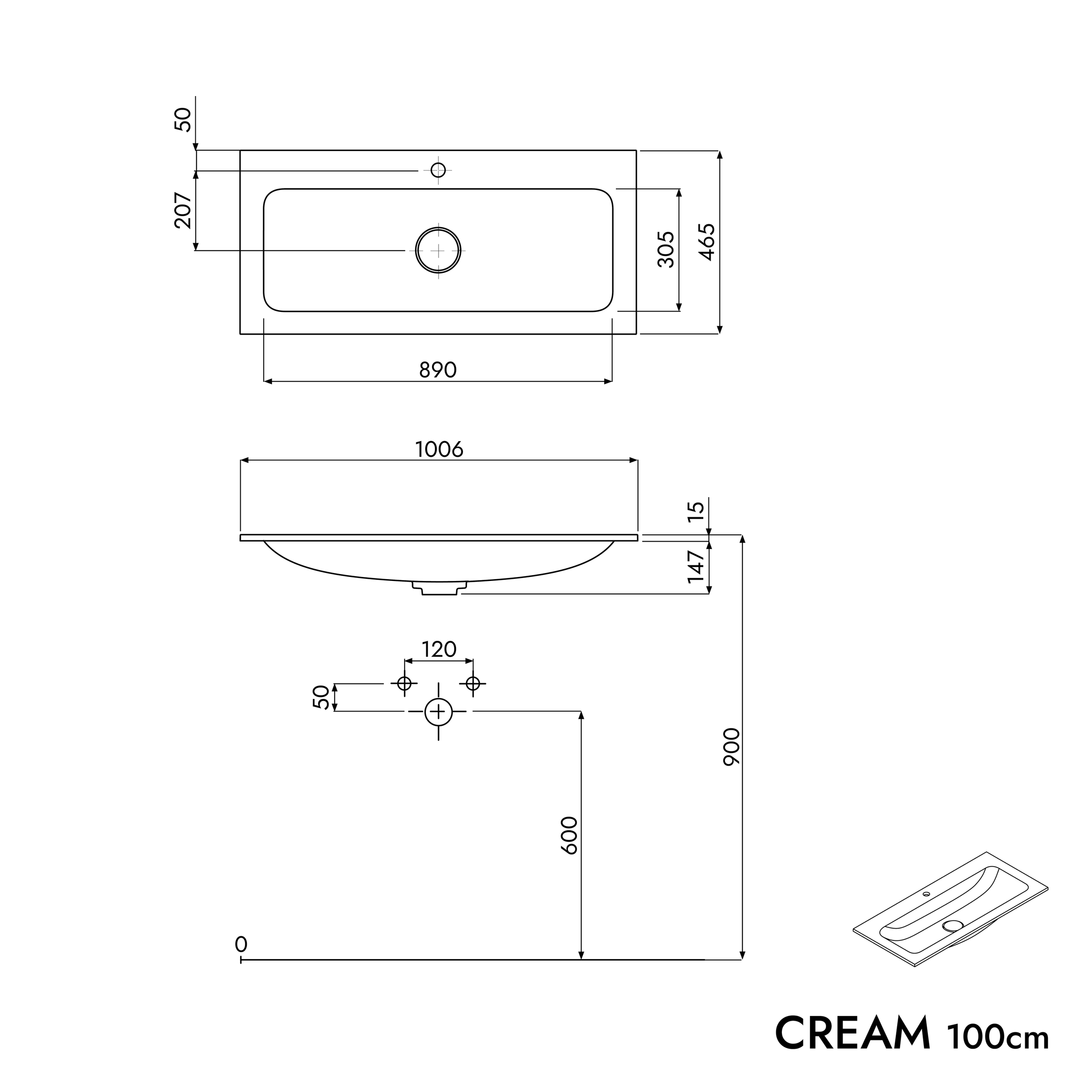 Vaskeskab AVA 100 cm