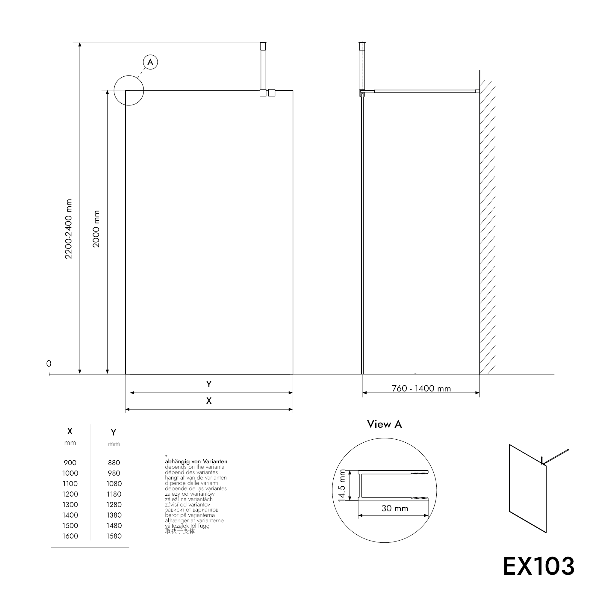 Walk-In 10 mm Super White Glass EX103