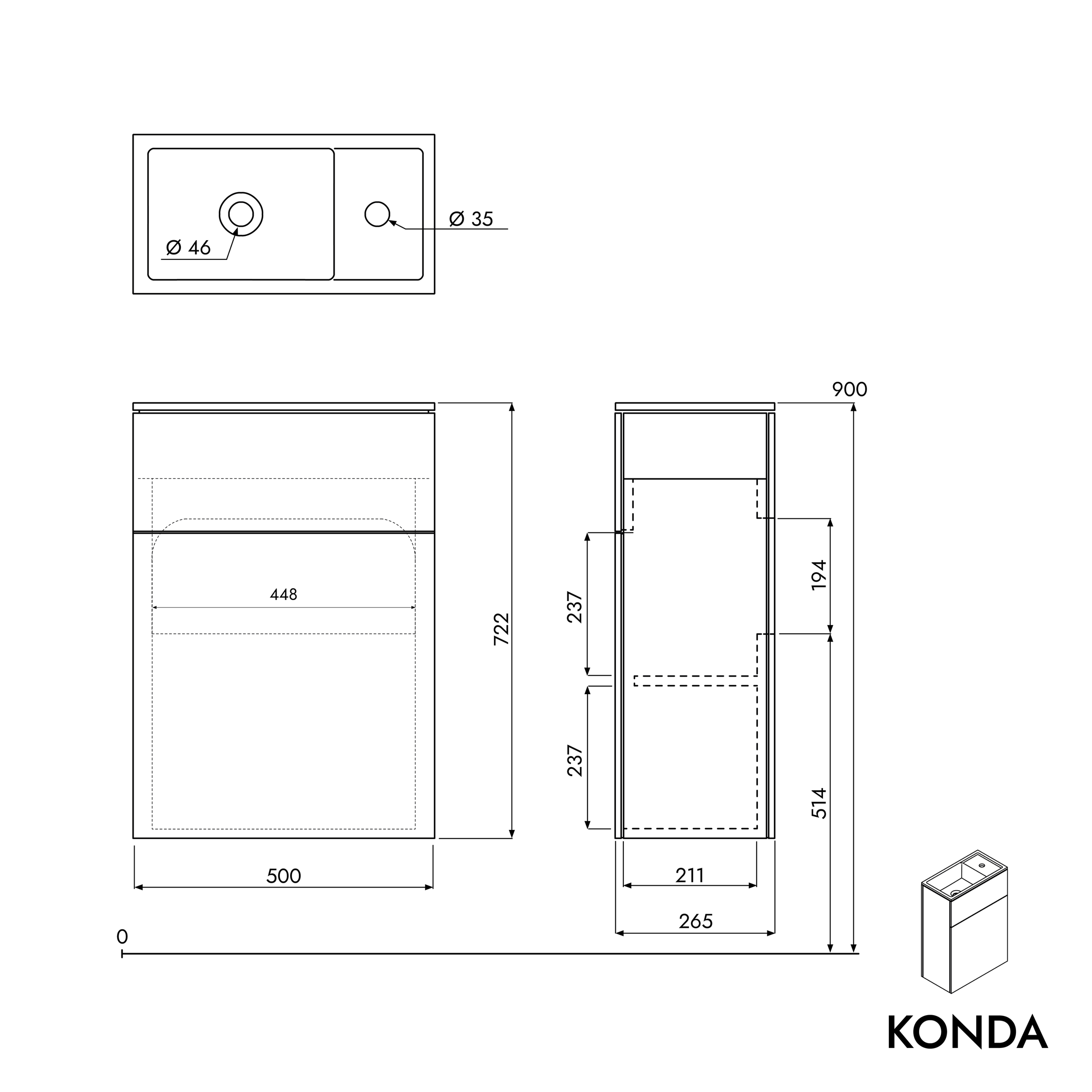 Vaskeskab KONDA 50 cm 