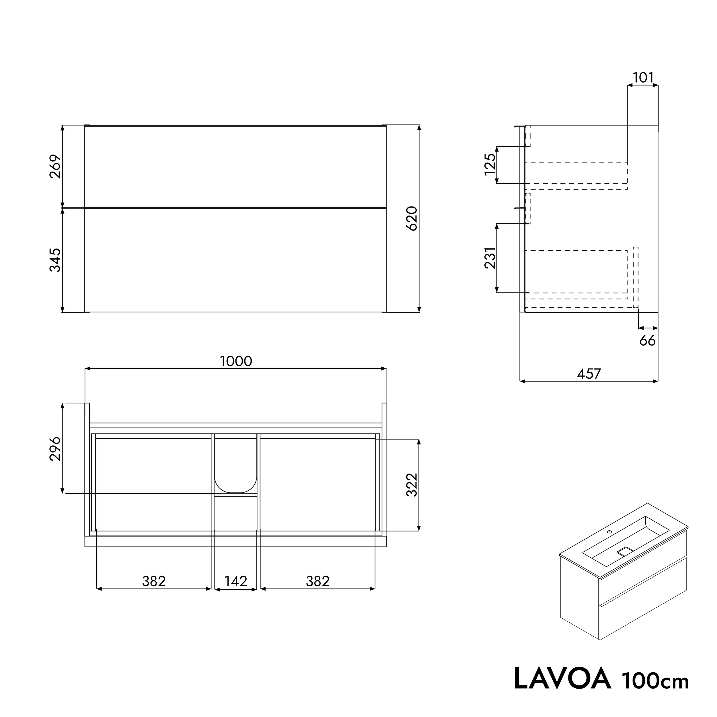 Underskab LAVOA 100 cm