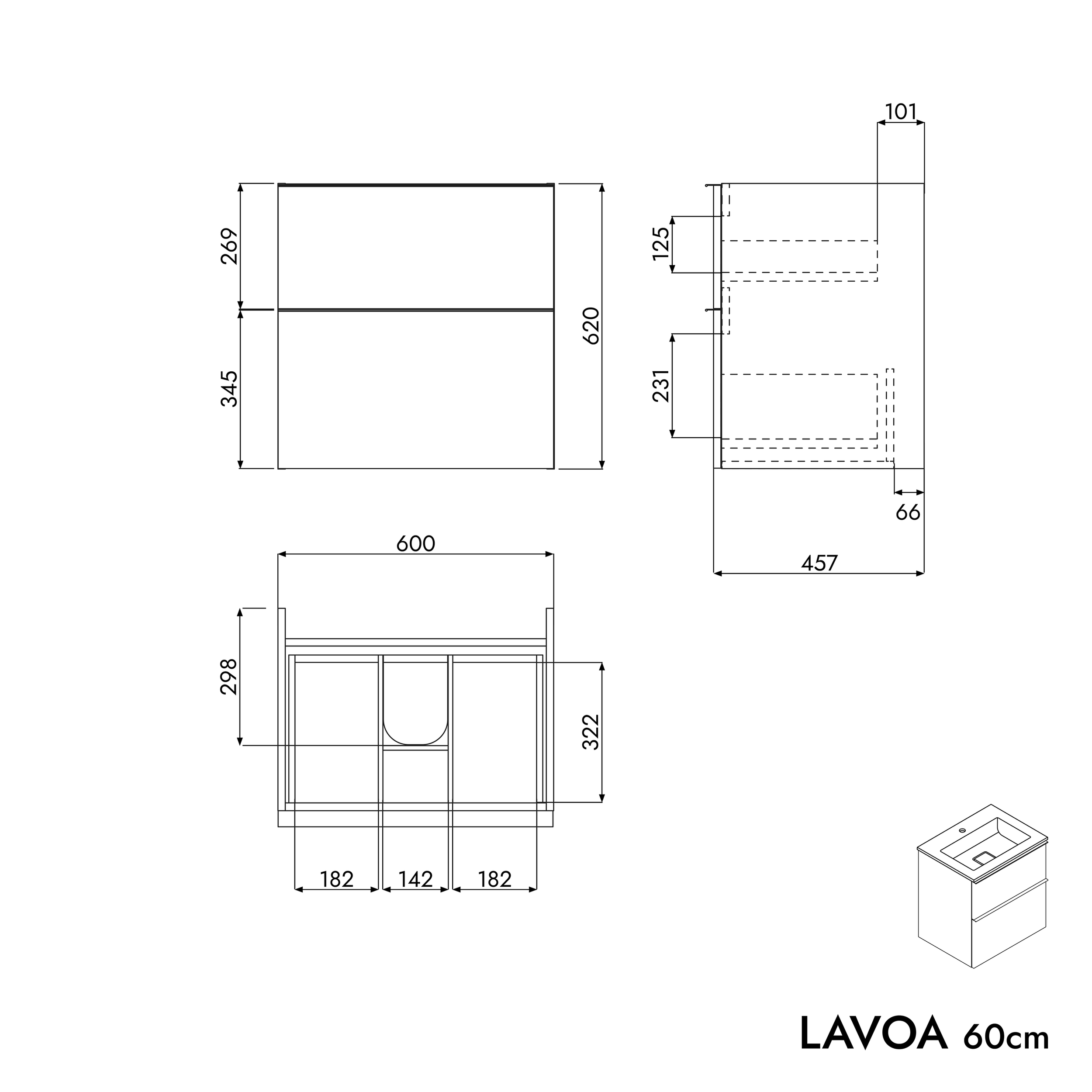 Underskab LAVOA 60 cm