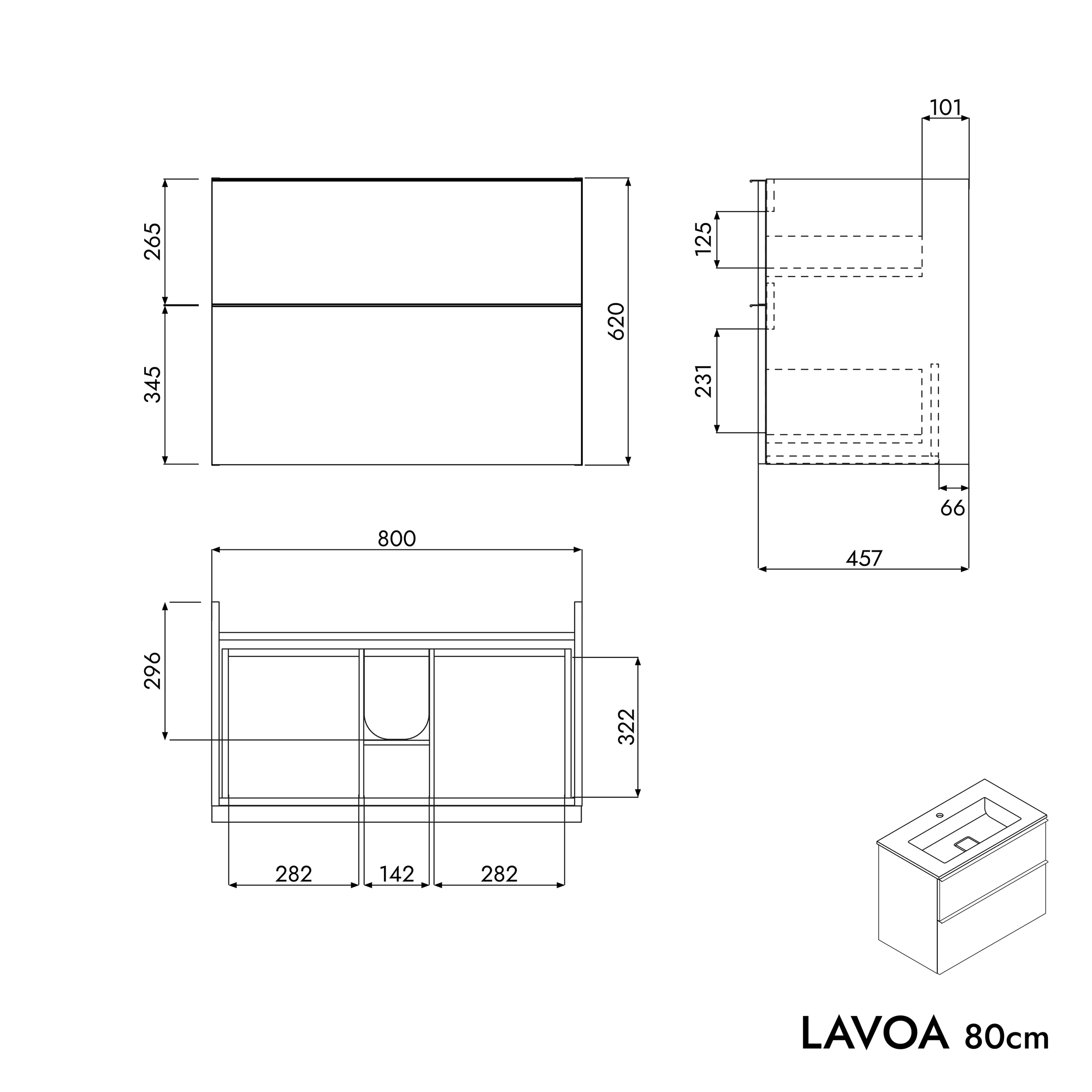 Underskab LAVOA 80 cm