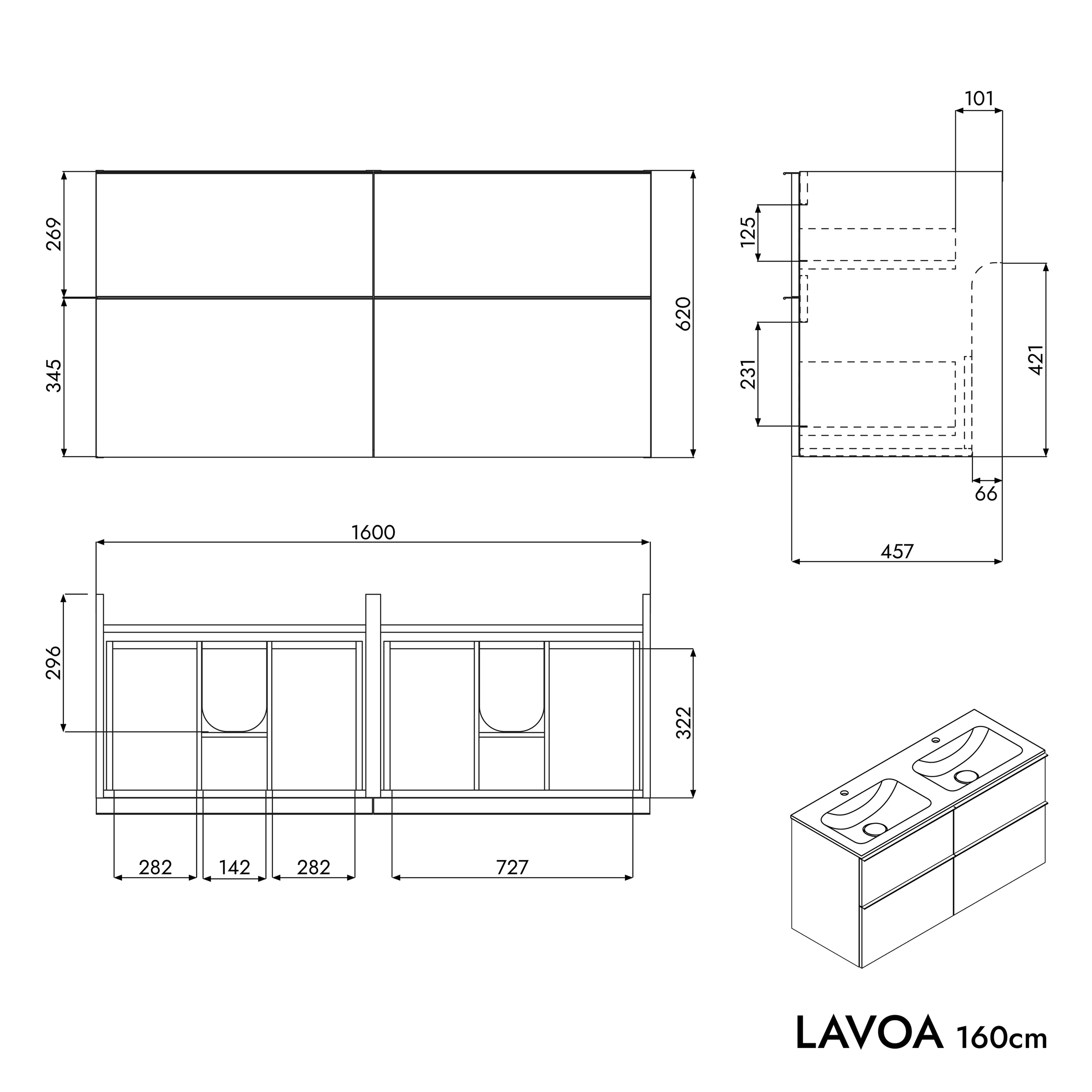 Vaskeskab LAVOA 160 cm