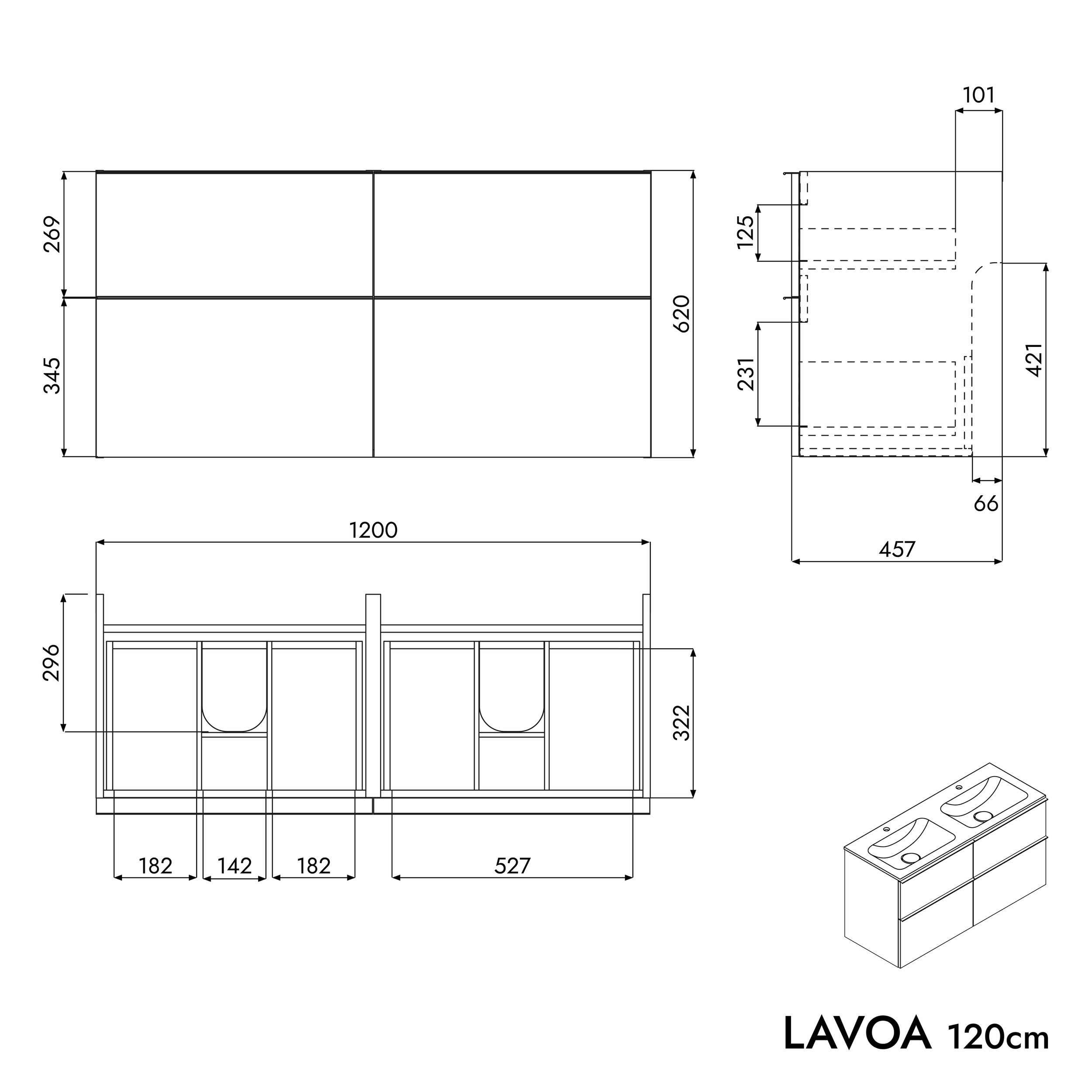 Vaskeskab LAVOA 120 cm