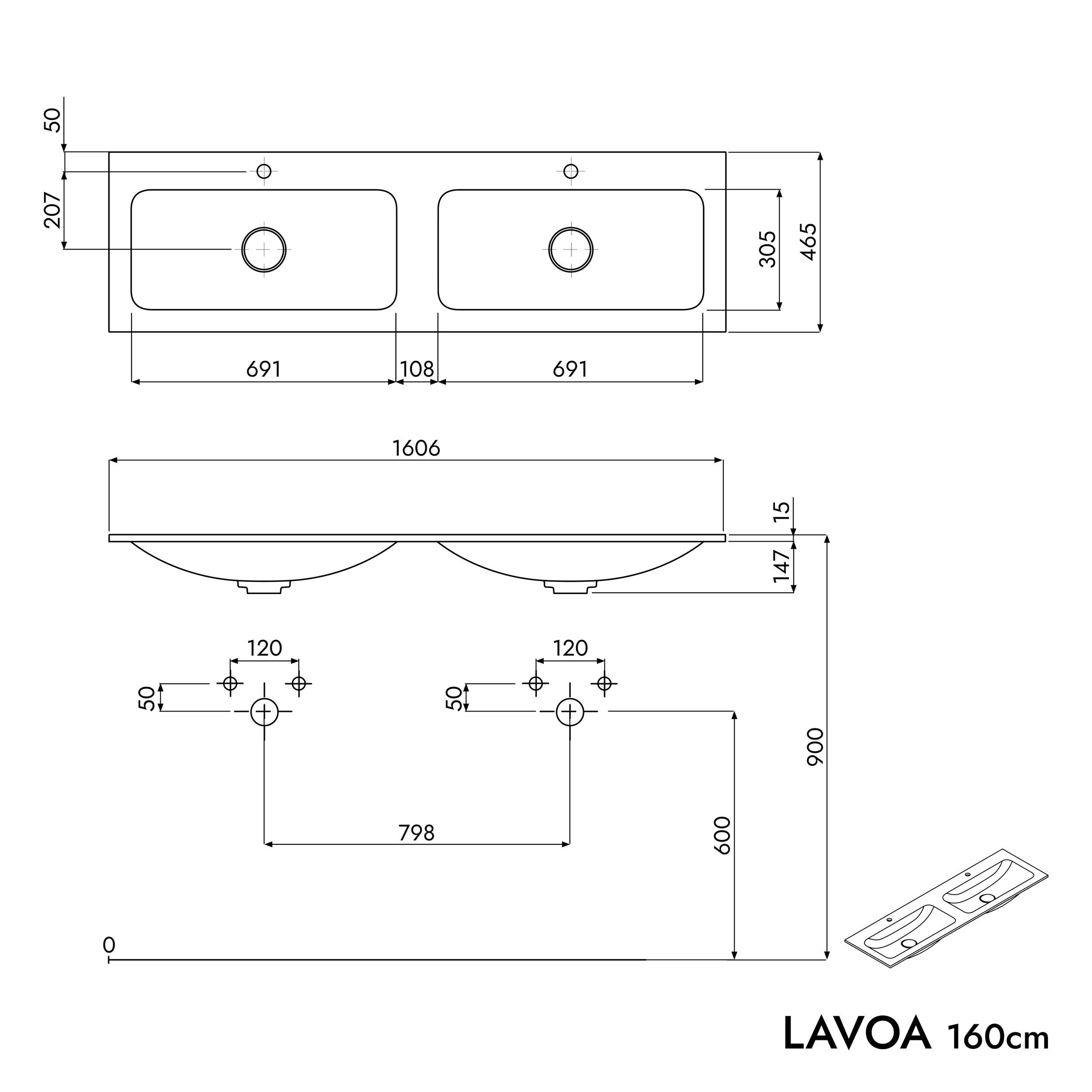 Vaskeskab LAVOA 160 cm