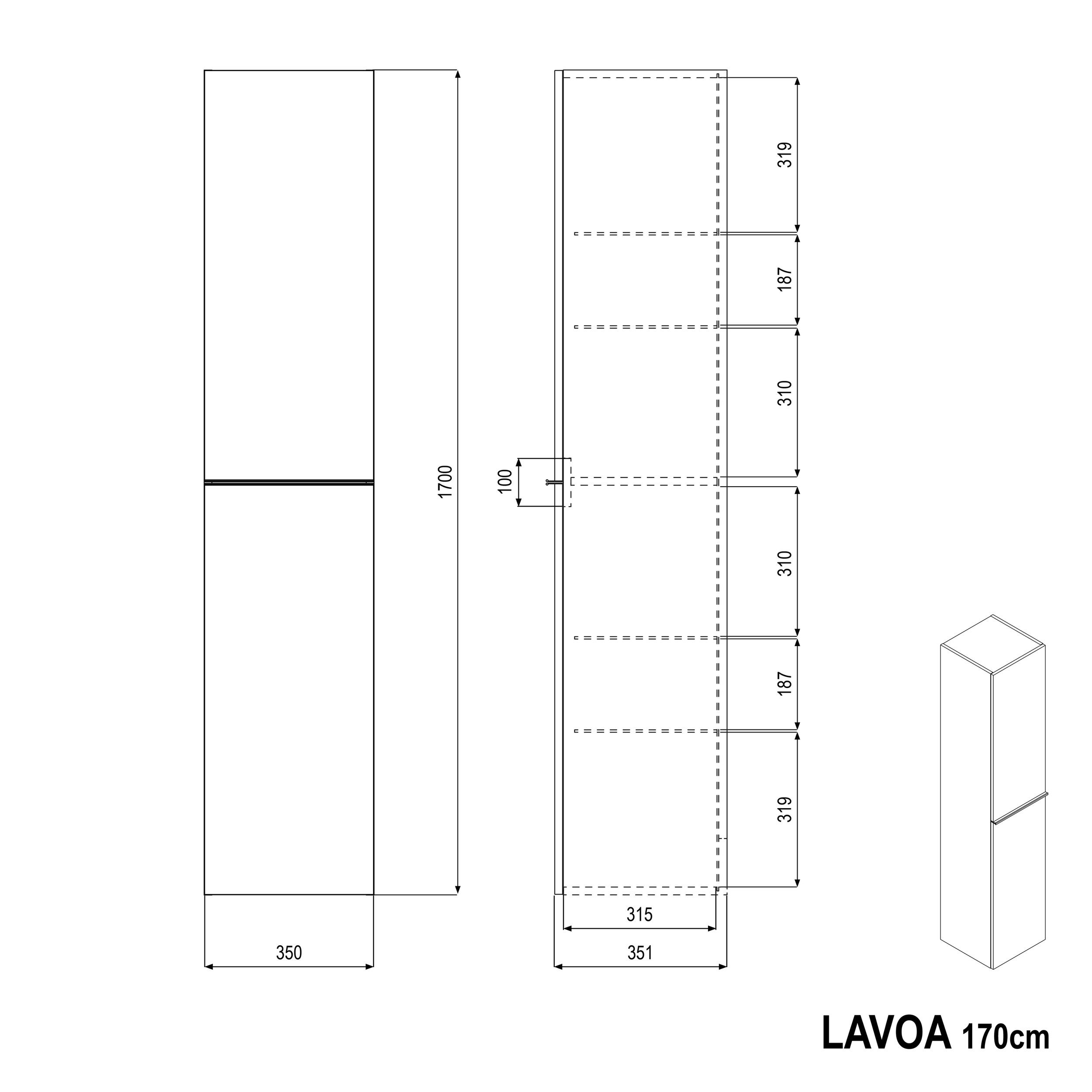 Højskab LAVOA 170 cm