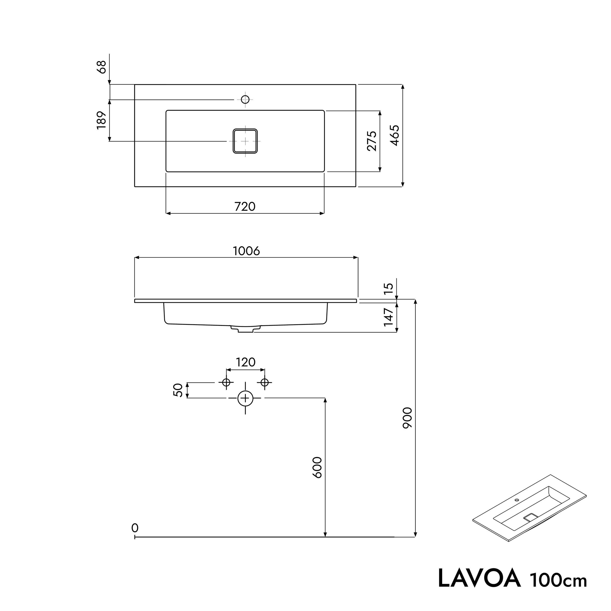 Underskab LAVOA 100 cm