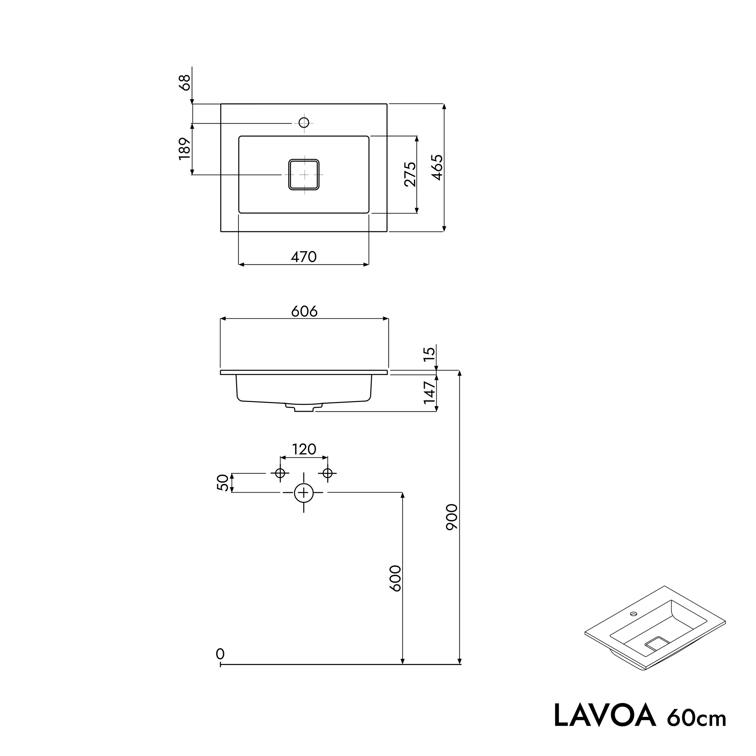 Underskab LAVOA 60 cm