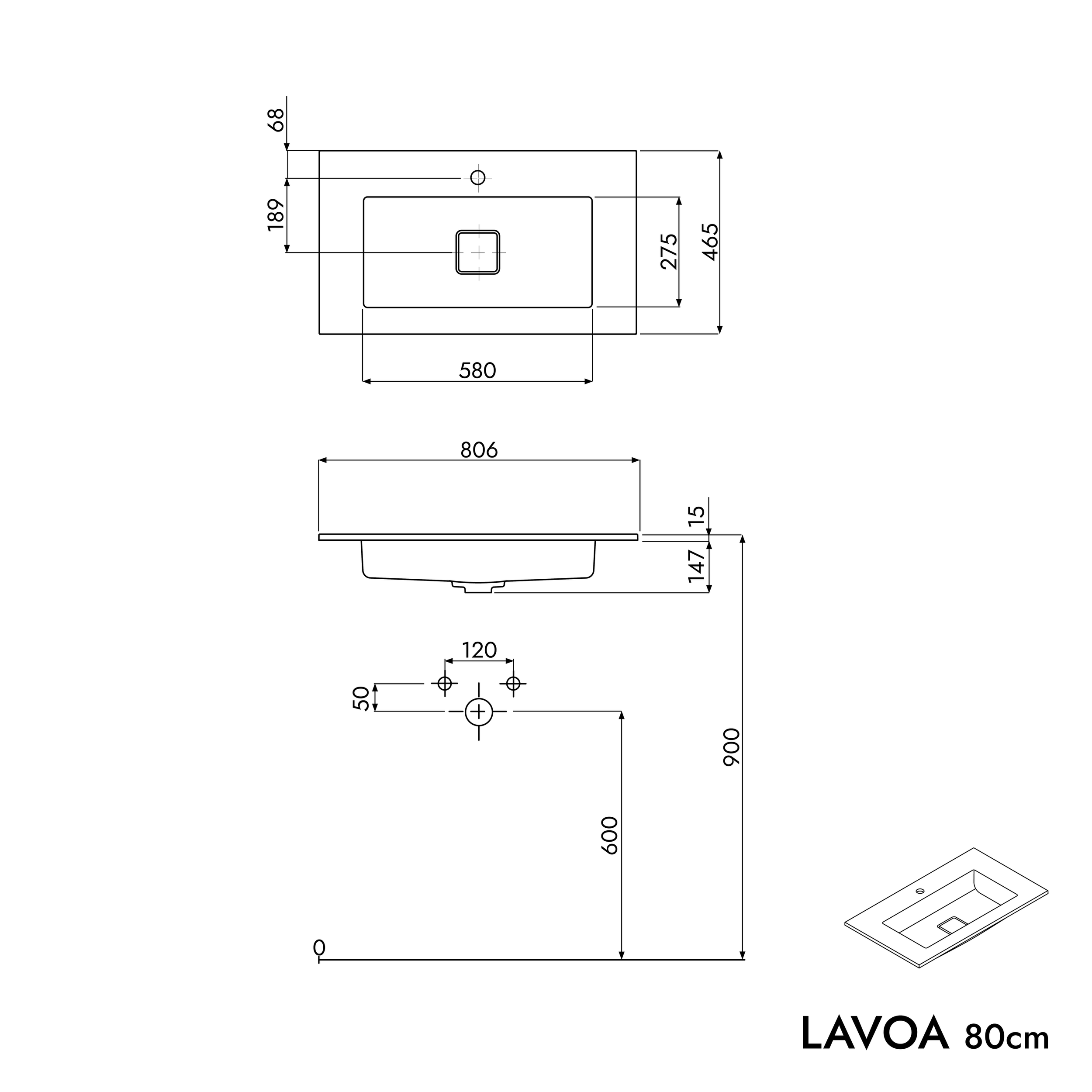 Underskab LAVOA 80 cm