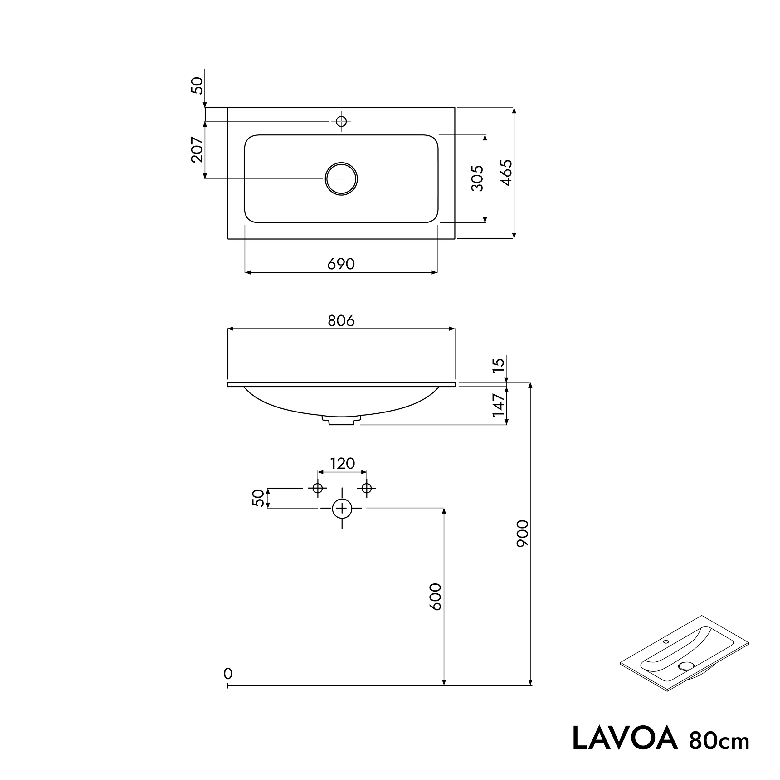 Vaskeskab LAVOA 80 cm