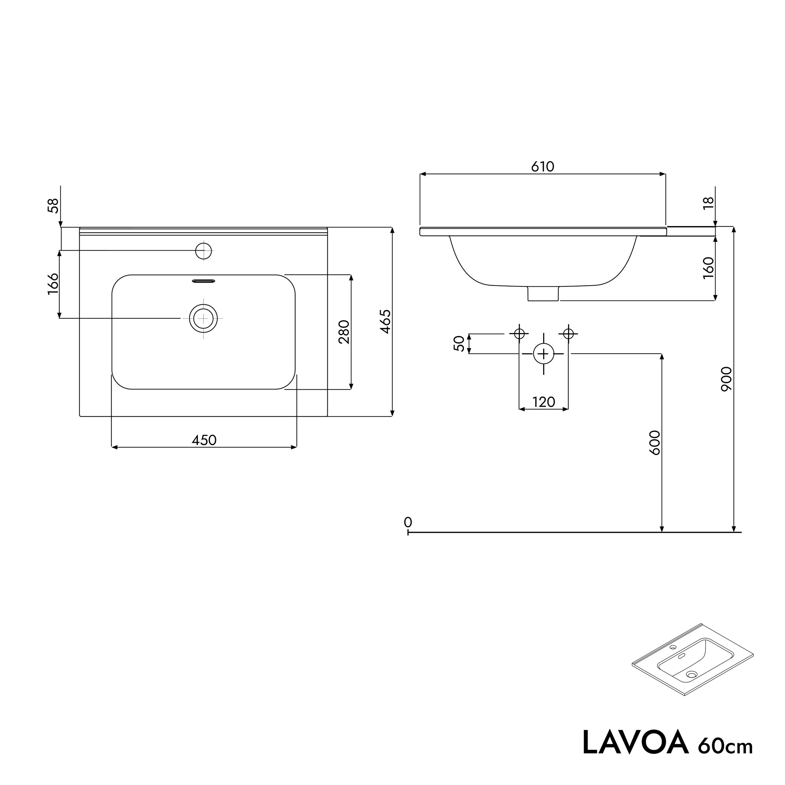 Waschtischunterschrank LAVOA 60 cm