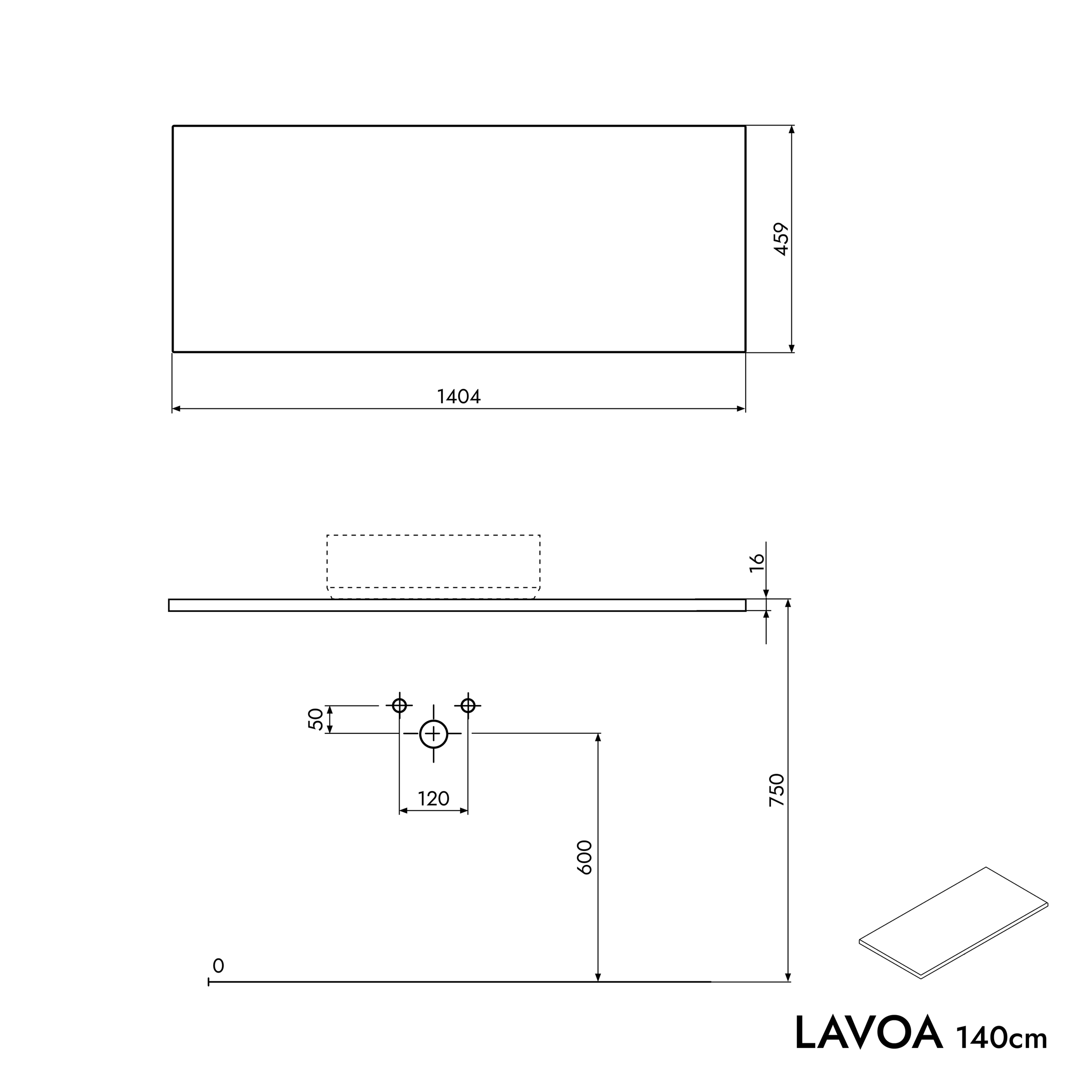 Badeværelsesmøbler underskab LAVOA 140 cm