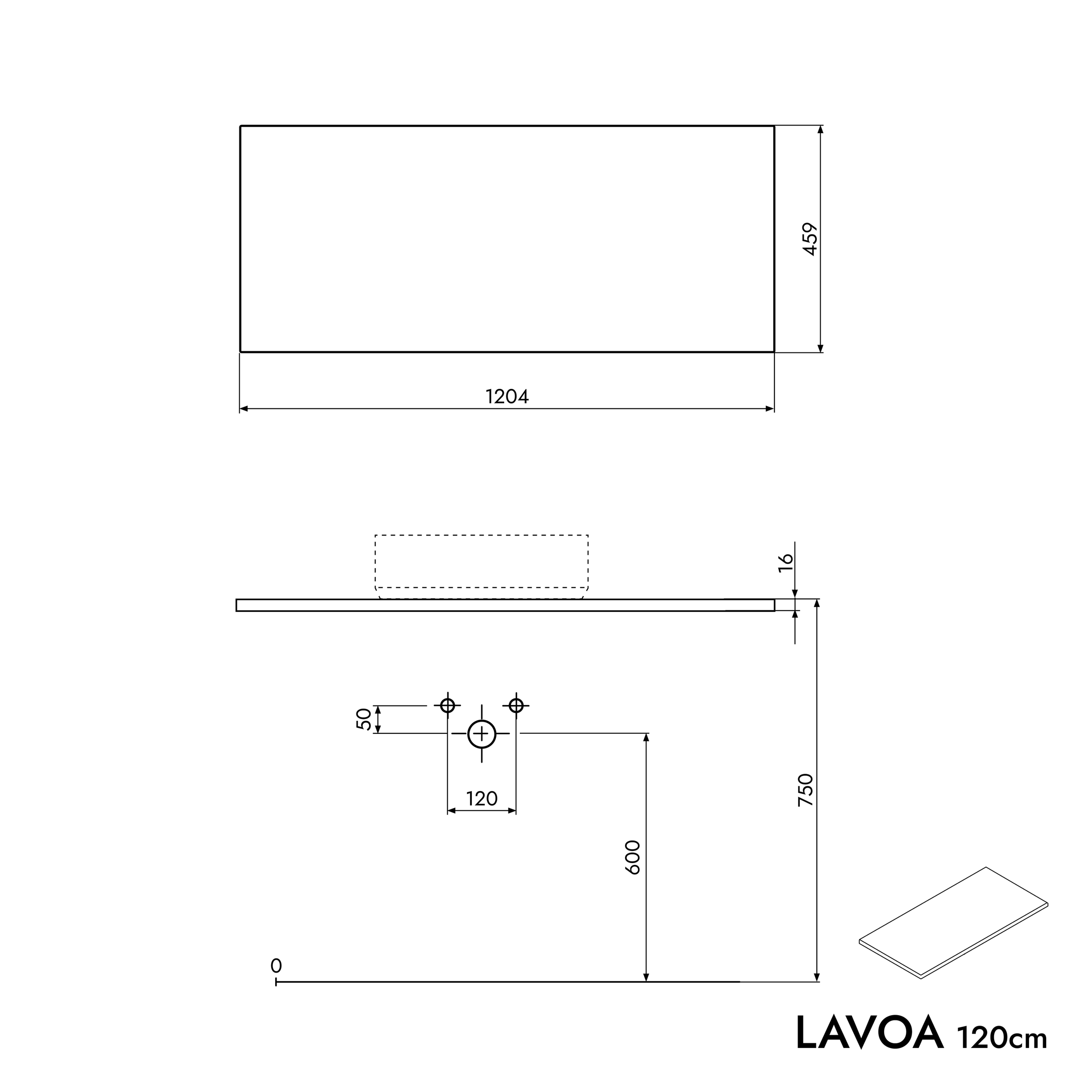 Badeværelsesmøbel underskab LAVOA 120 cm