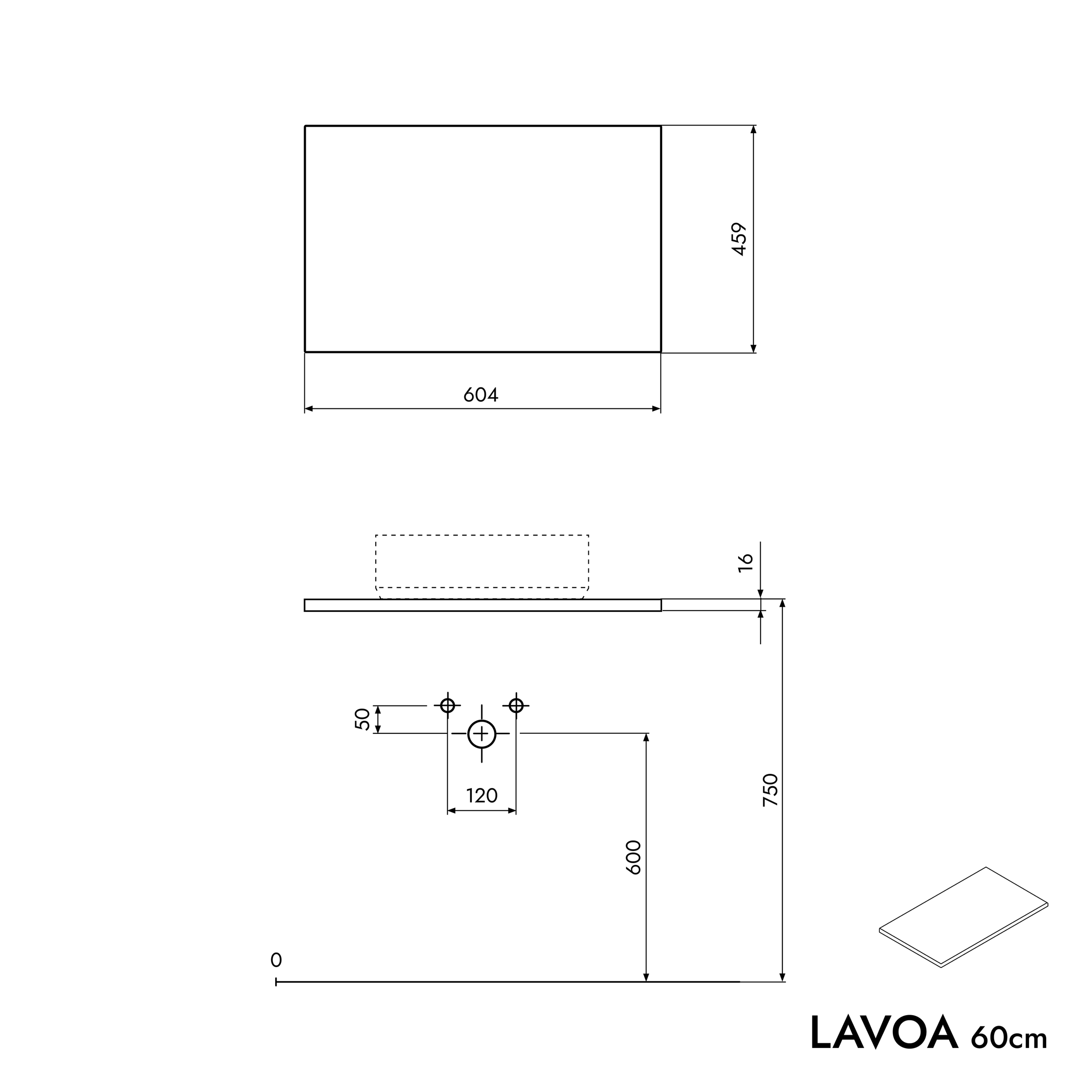 Badeværelsesmøbel underskab LAVOA 60cm