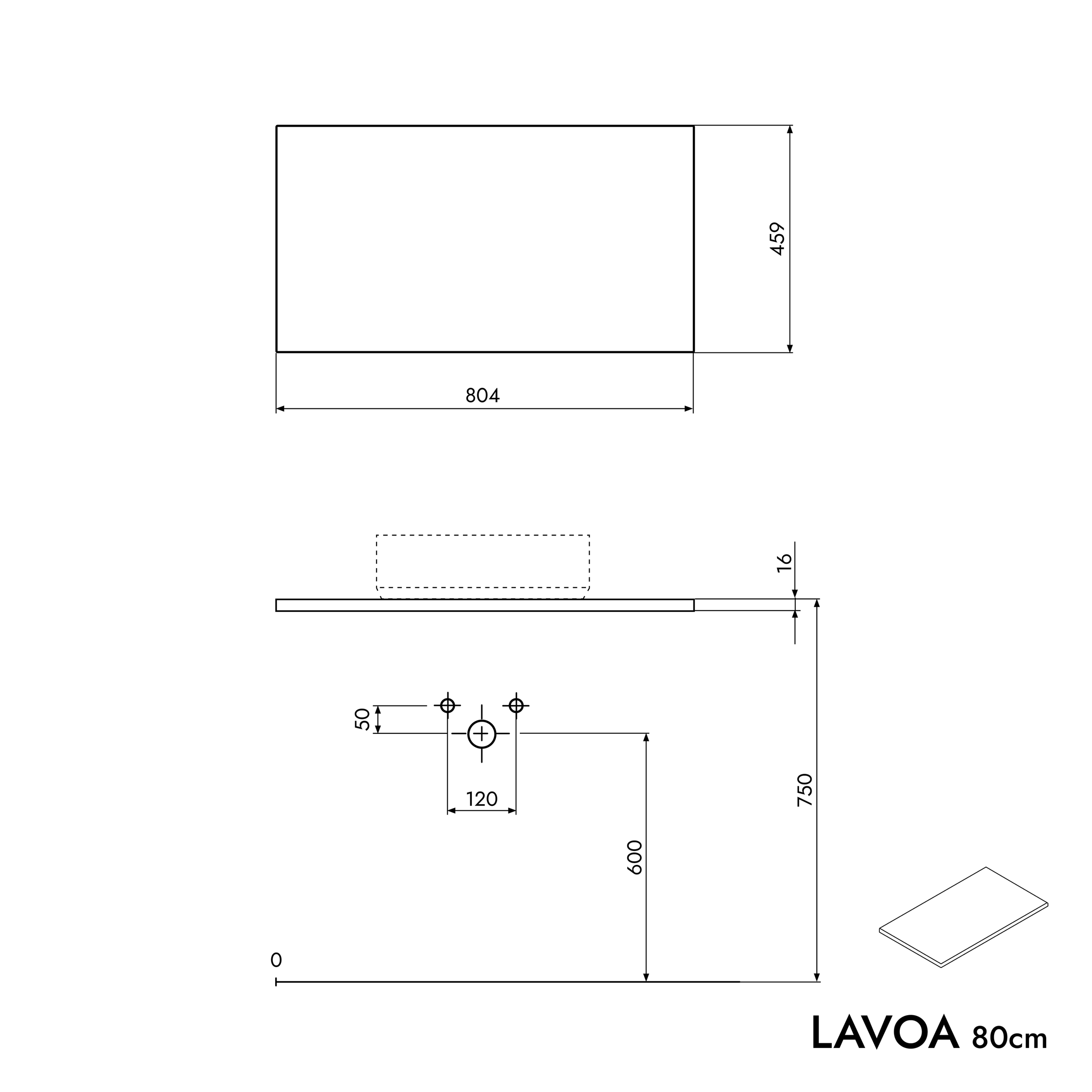 Underskab LAVOA 80 cm