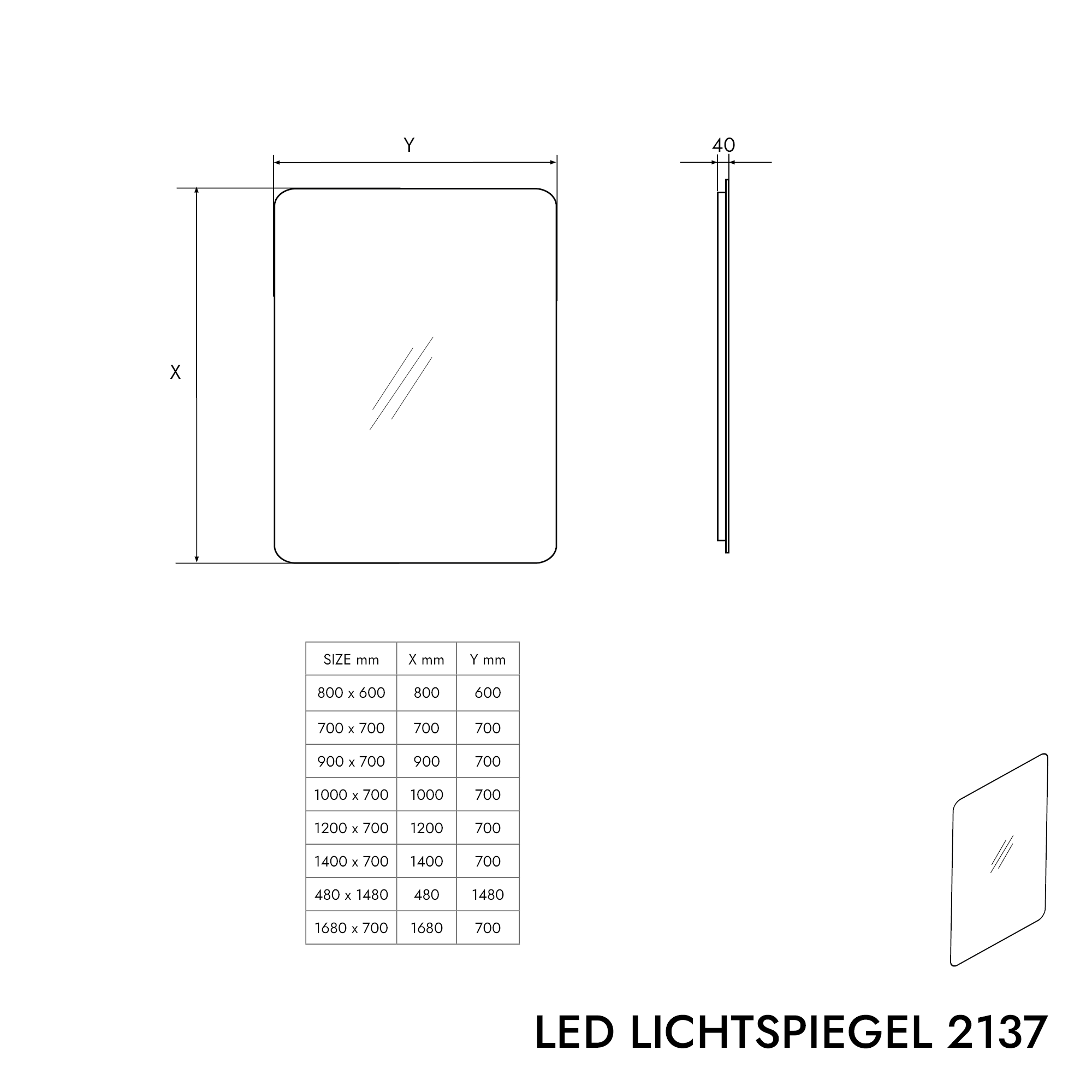 LED-lysspejl 2137