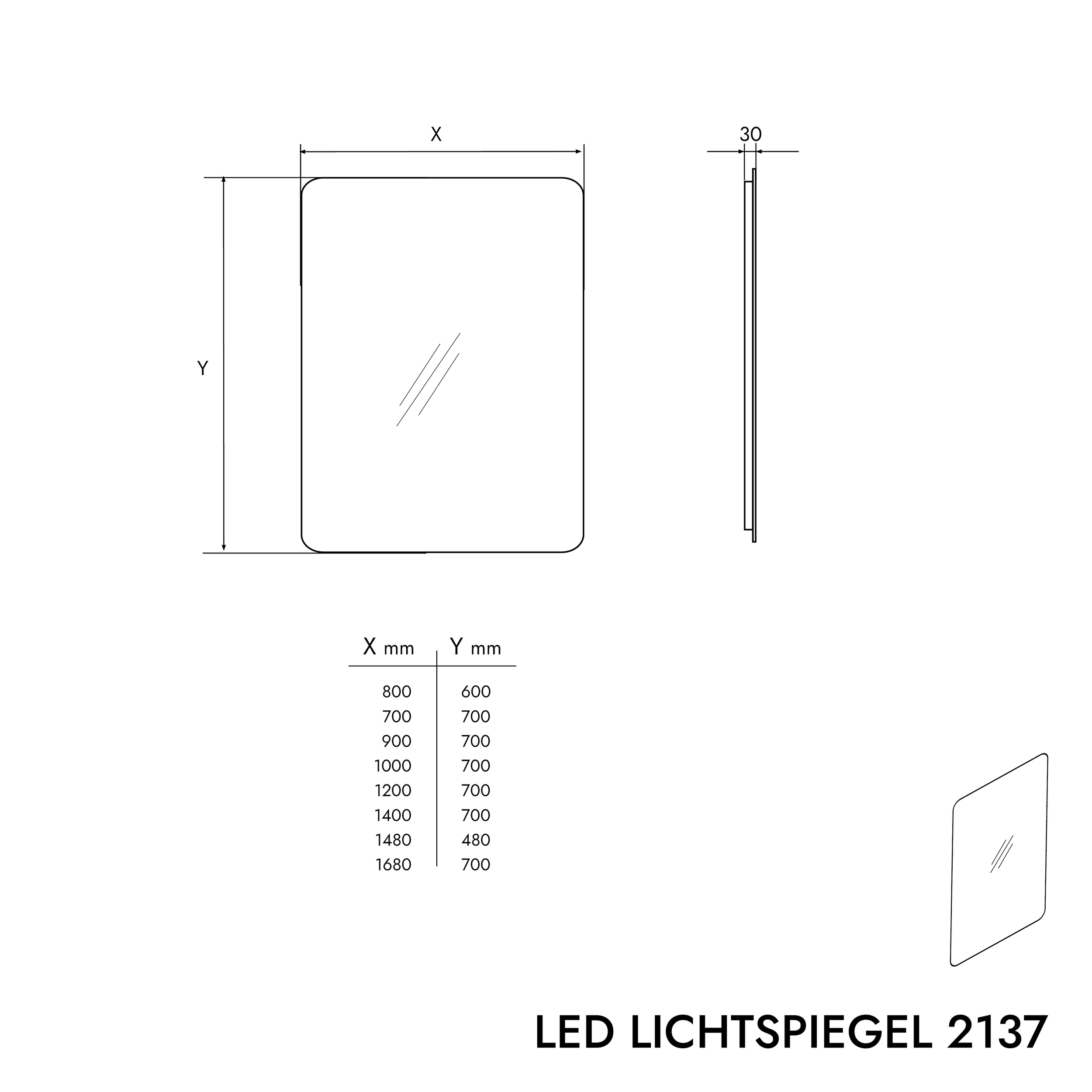 LED-belyst spejl badeværelsesspejl 2137