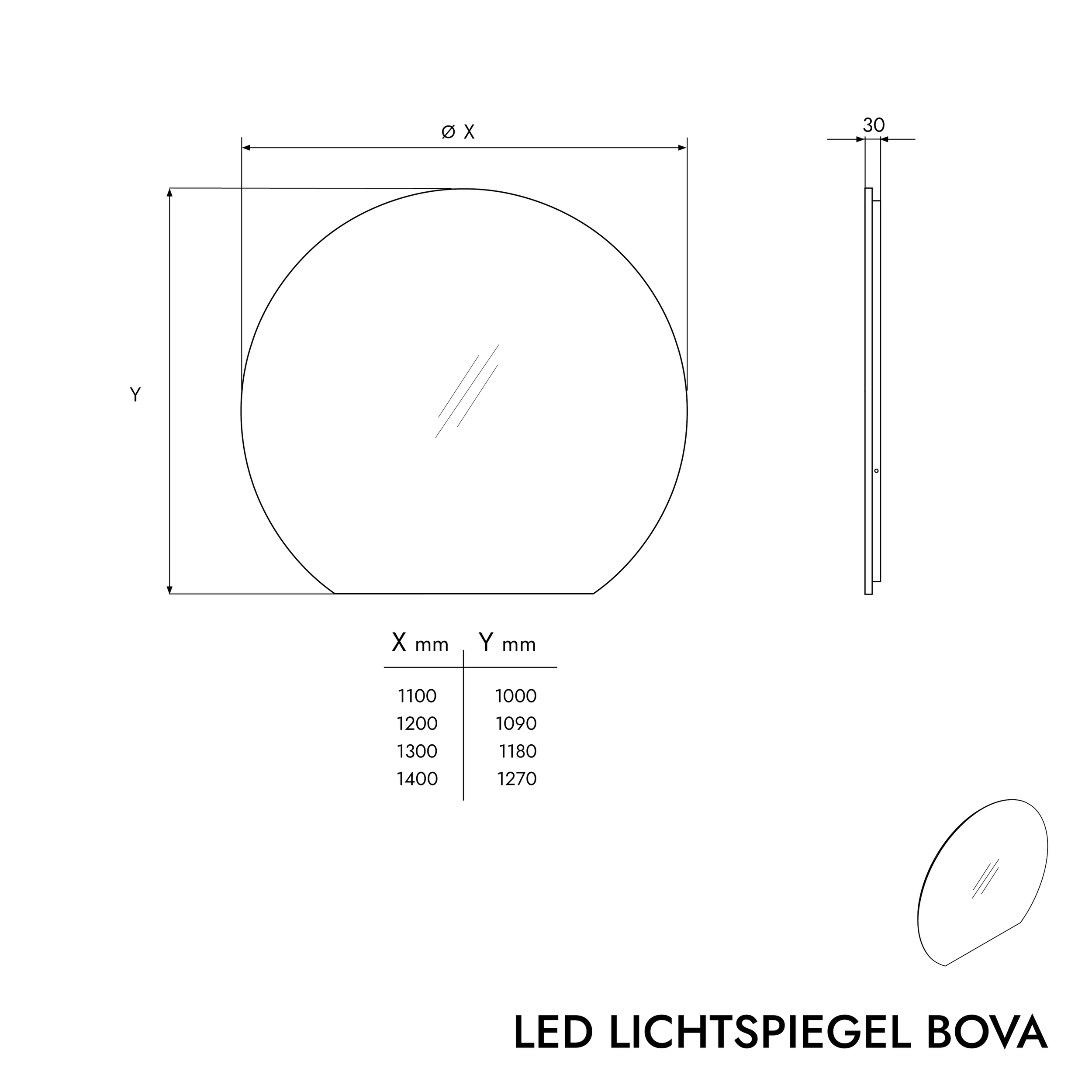 LED-belyst spejl BOVA 2.0 rund