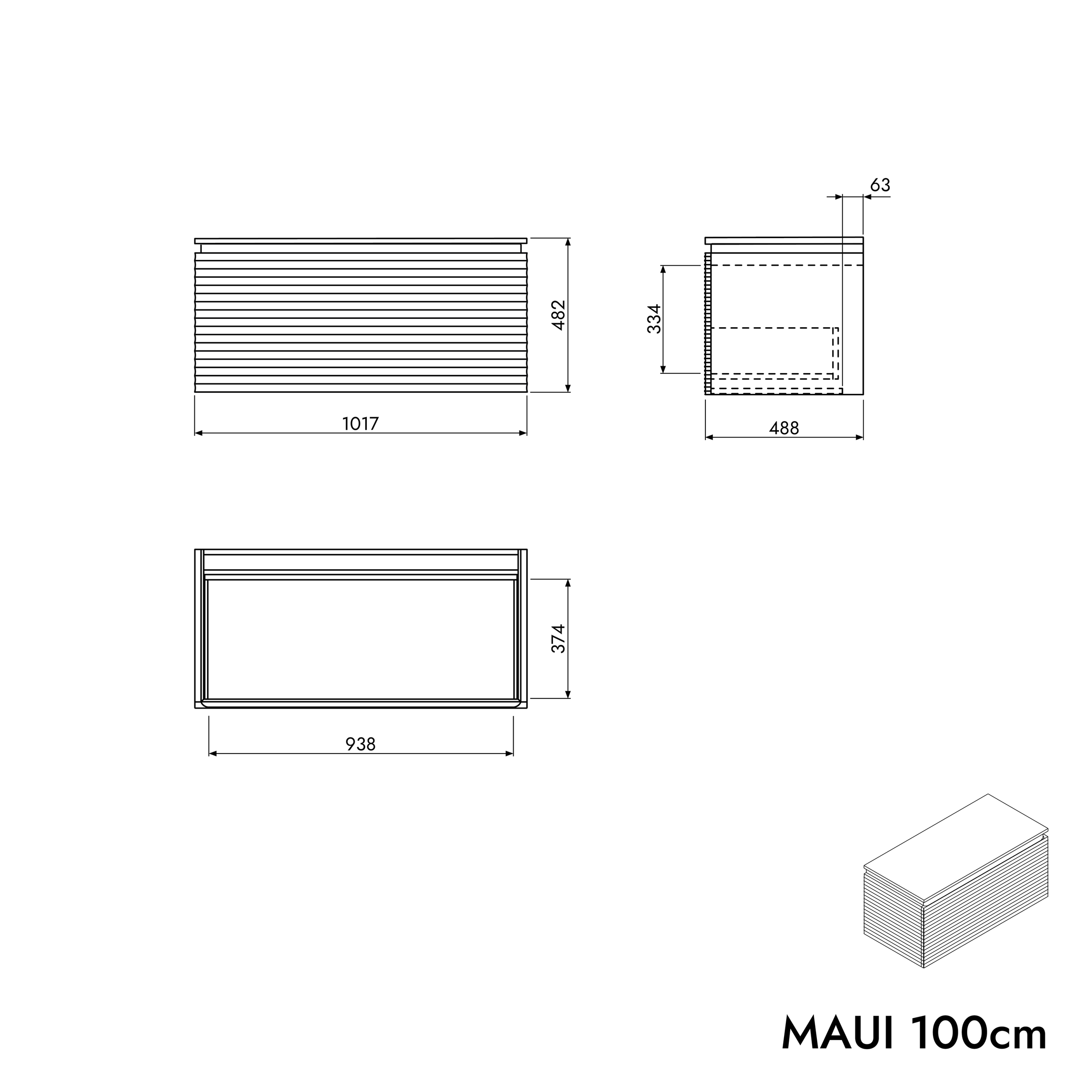 Vaskeskab MAUI 100 cm