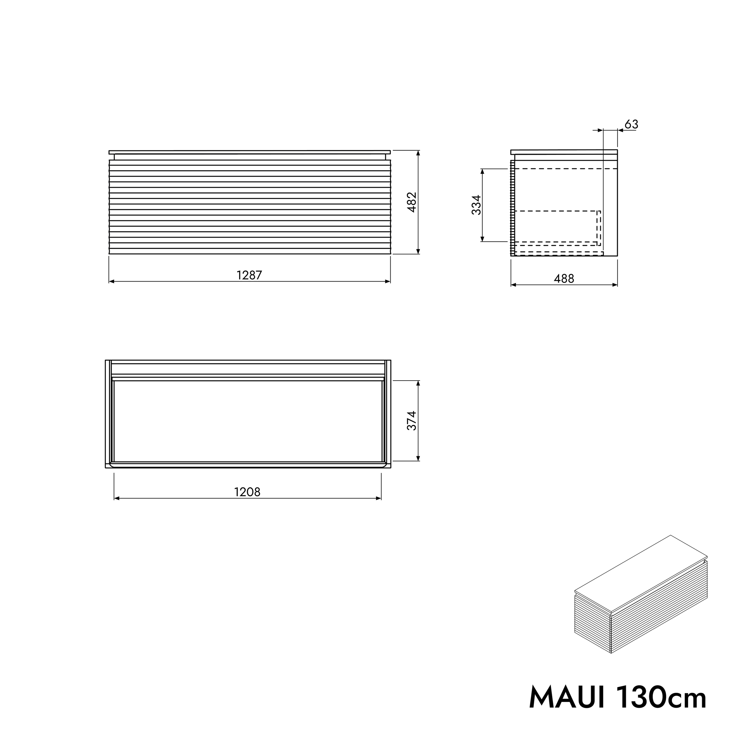 Vaskeskab MAUI 130 cm