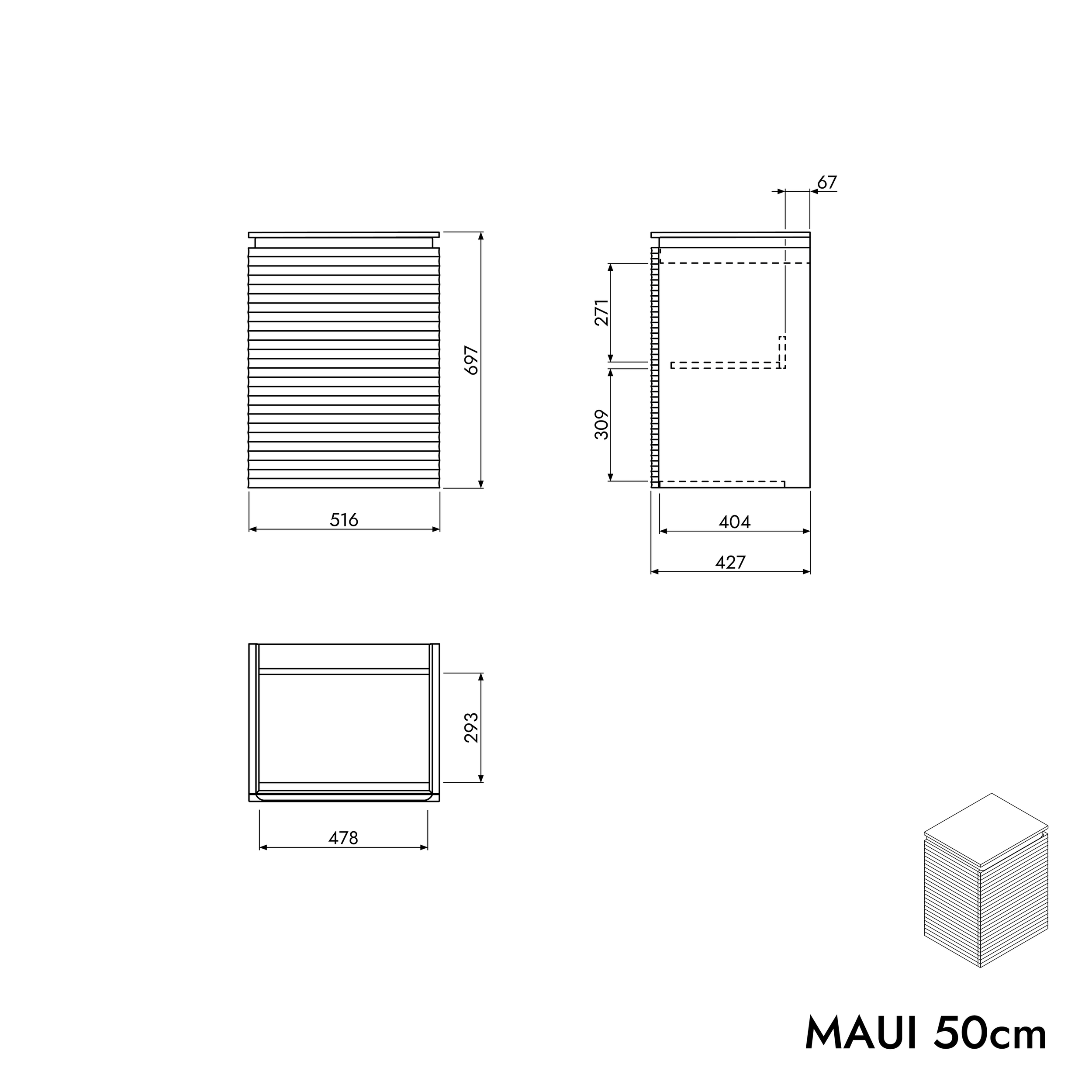 Vaskeskab MAUI 50 cm