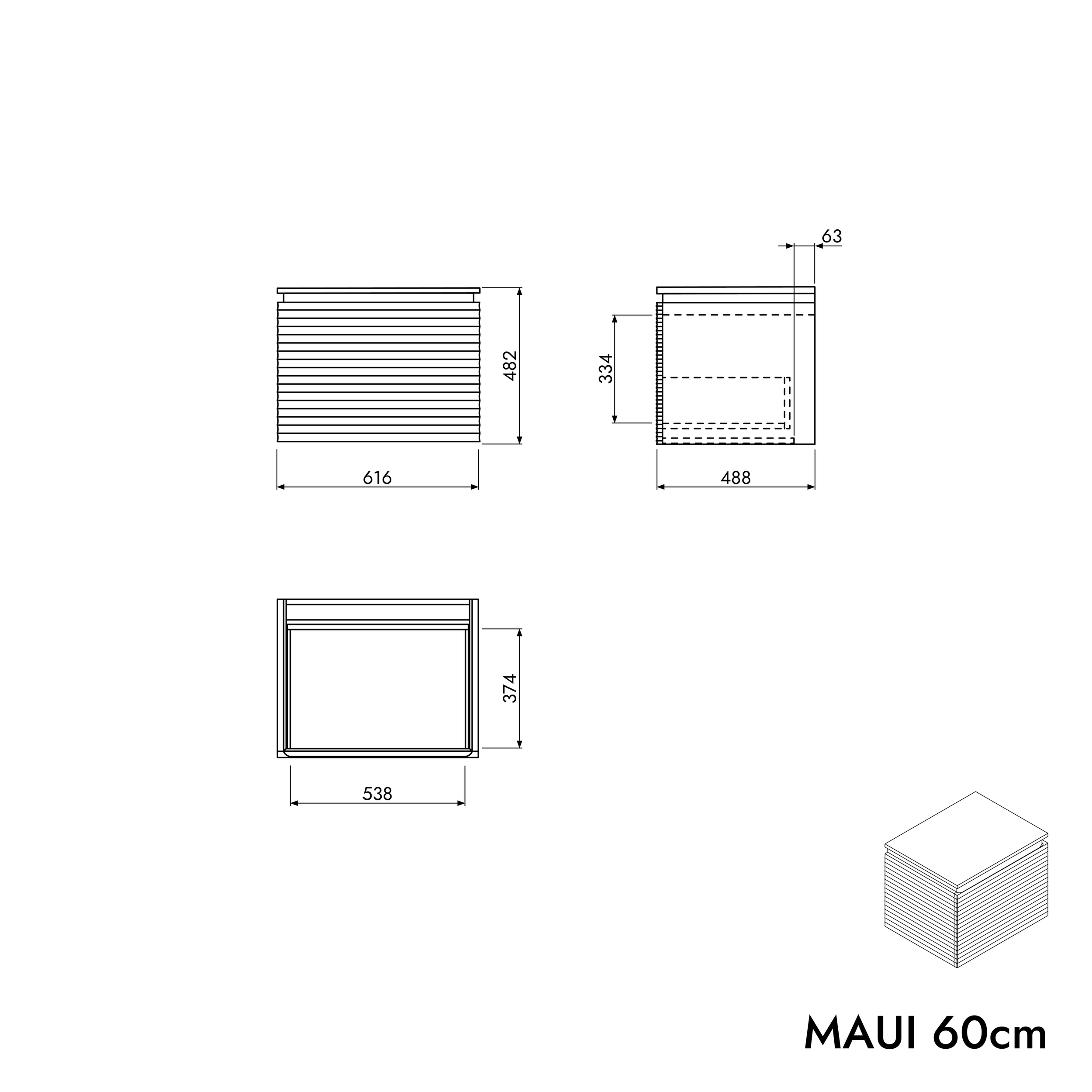 Vaskeskab MAUI 60 cm