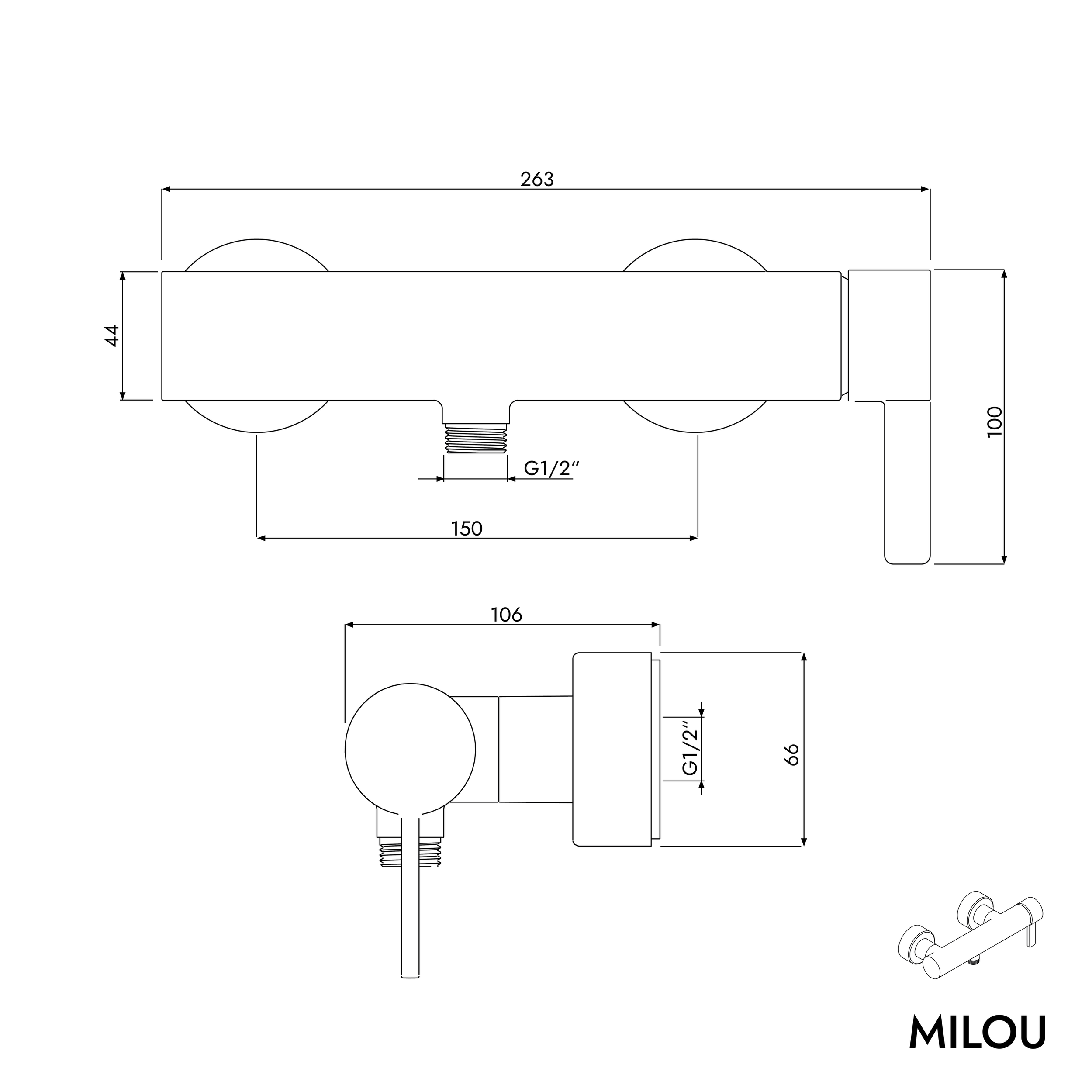Brusearmatur MILOU udenpåliggende