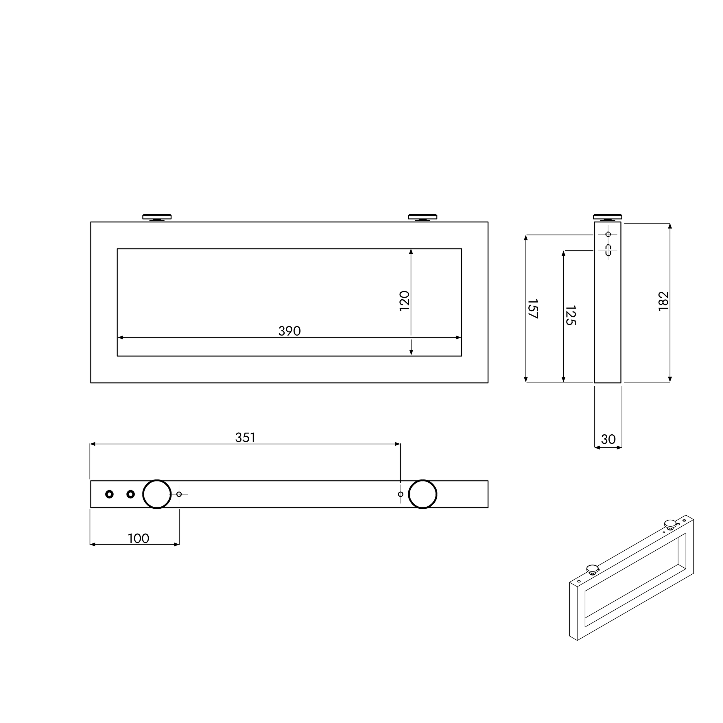 Vaskekonsol JUVIA Slim 100 cm til 160 cm