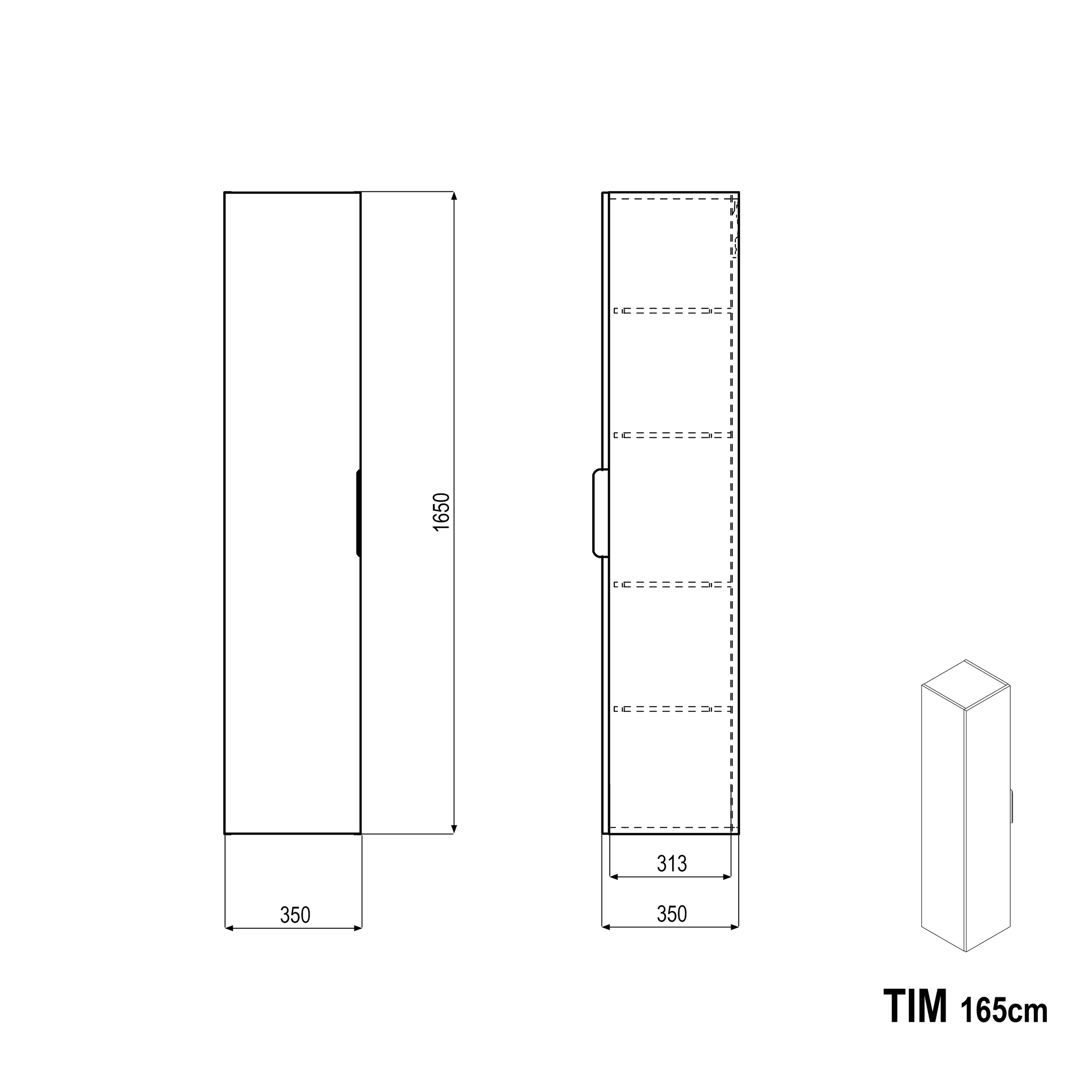 Højskab TIM 165 cm
