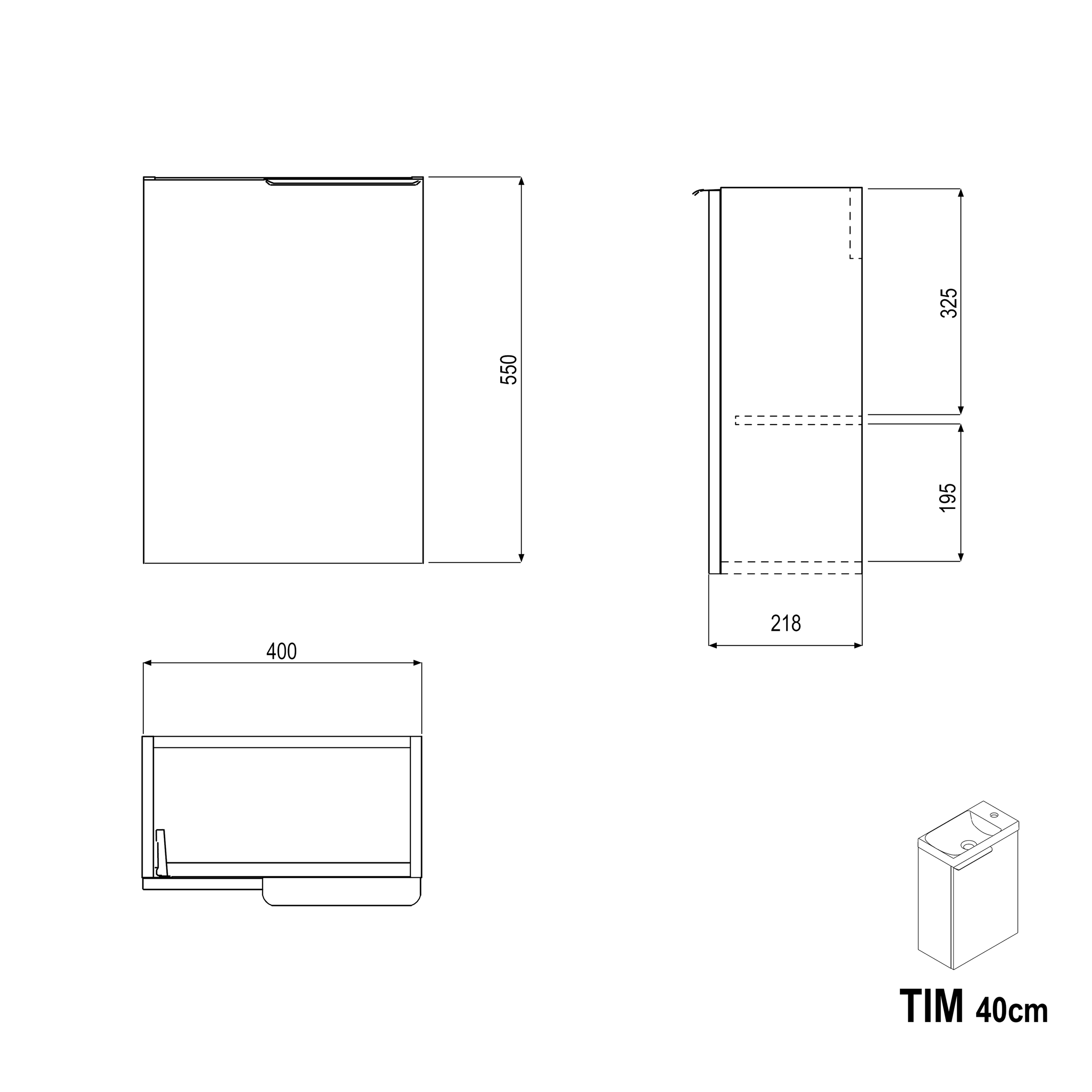 Underskab TIM 40 cm