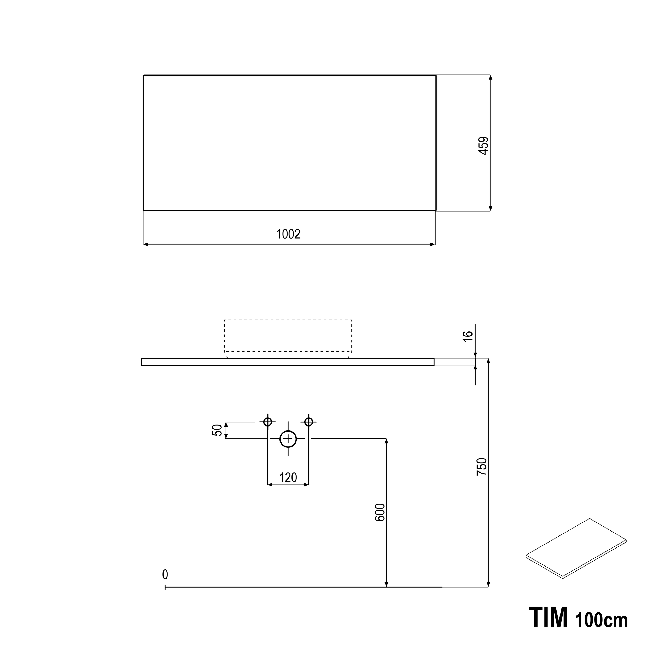 Underskab TIM 100 cm