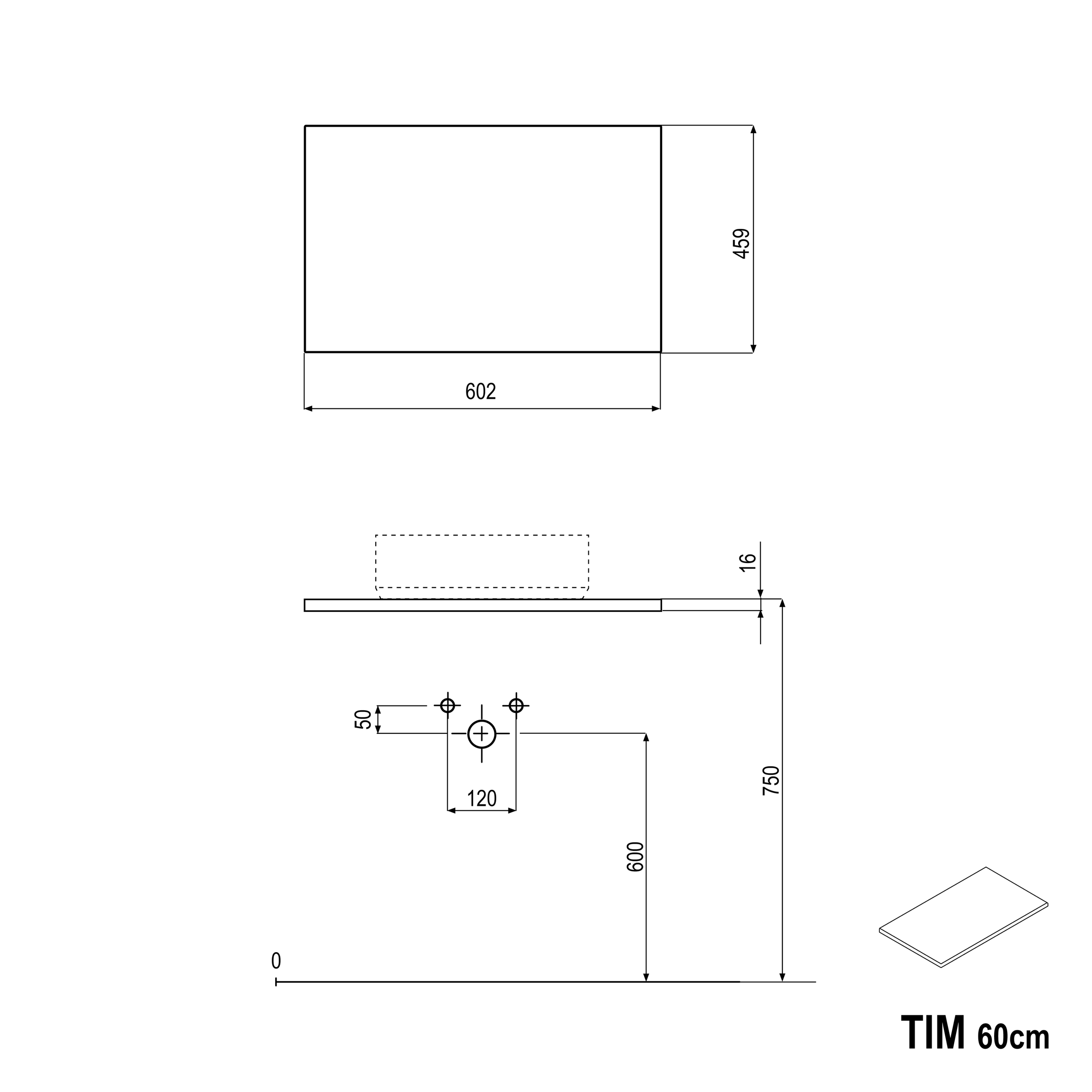 Underskab TIM 60 cm