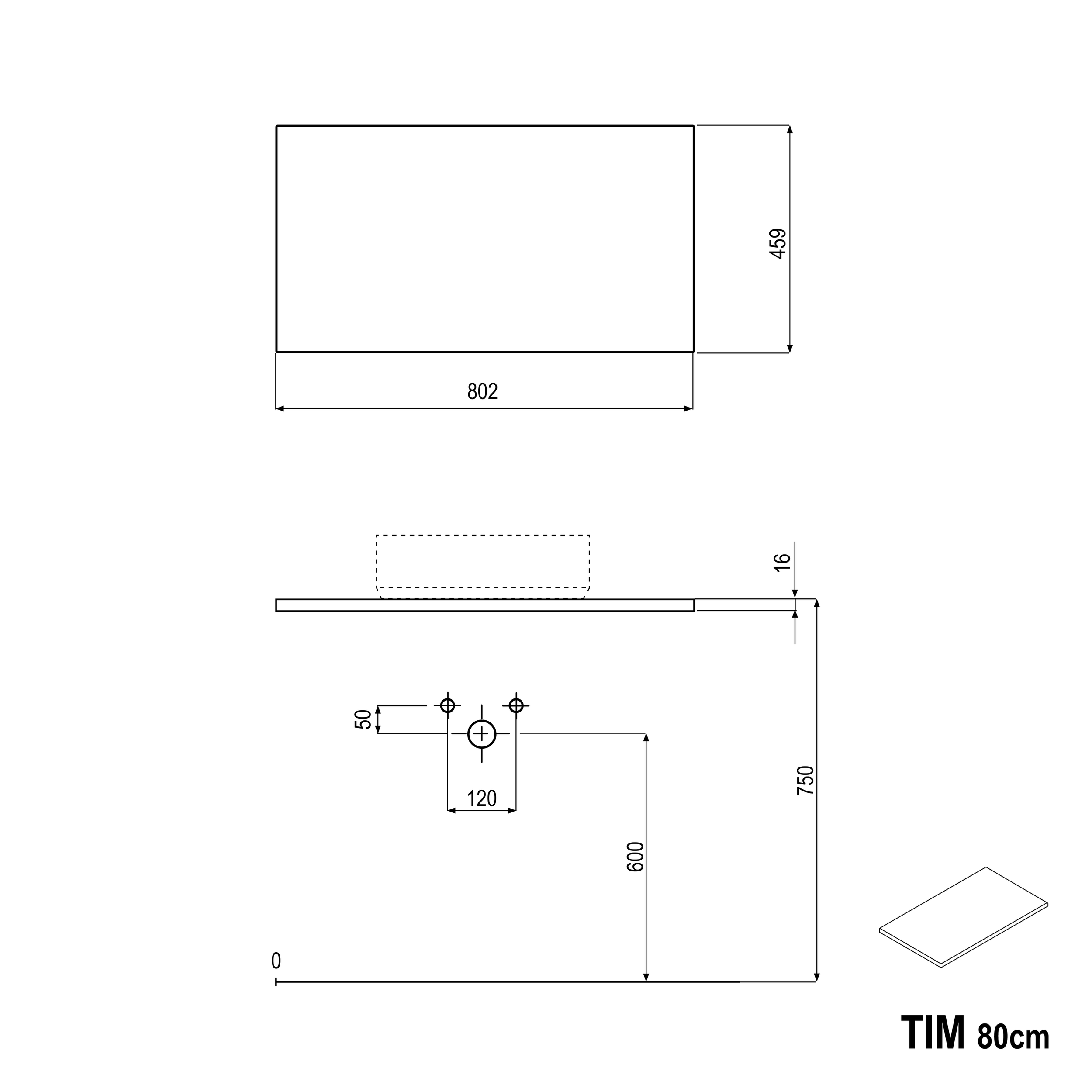 Underskab TIM 80 cm