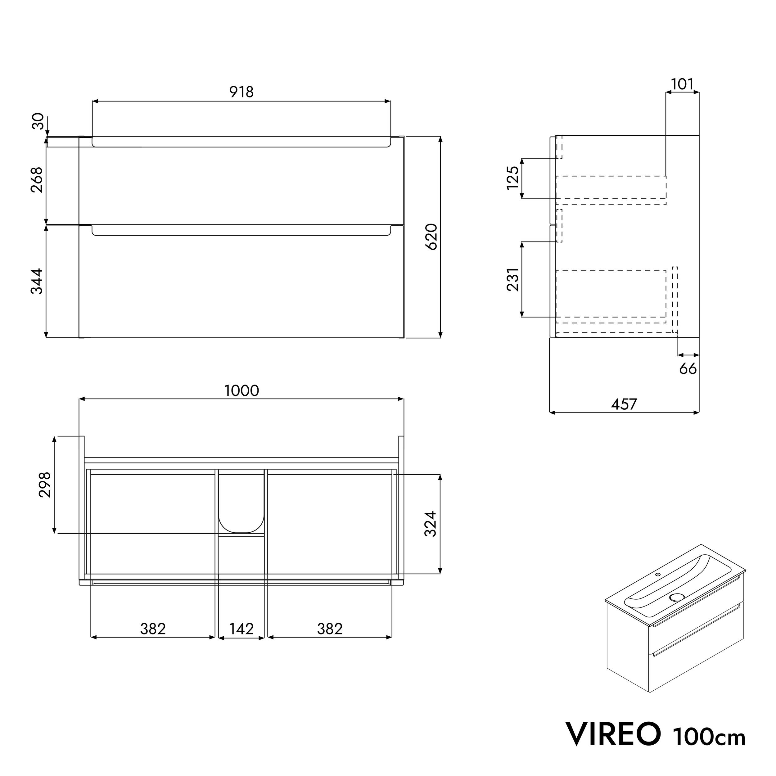 Underskab VIREO 100 cm