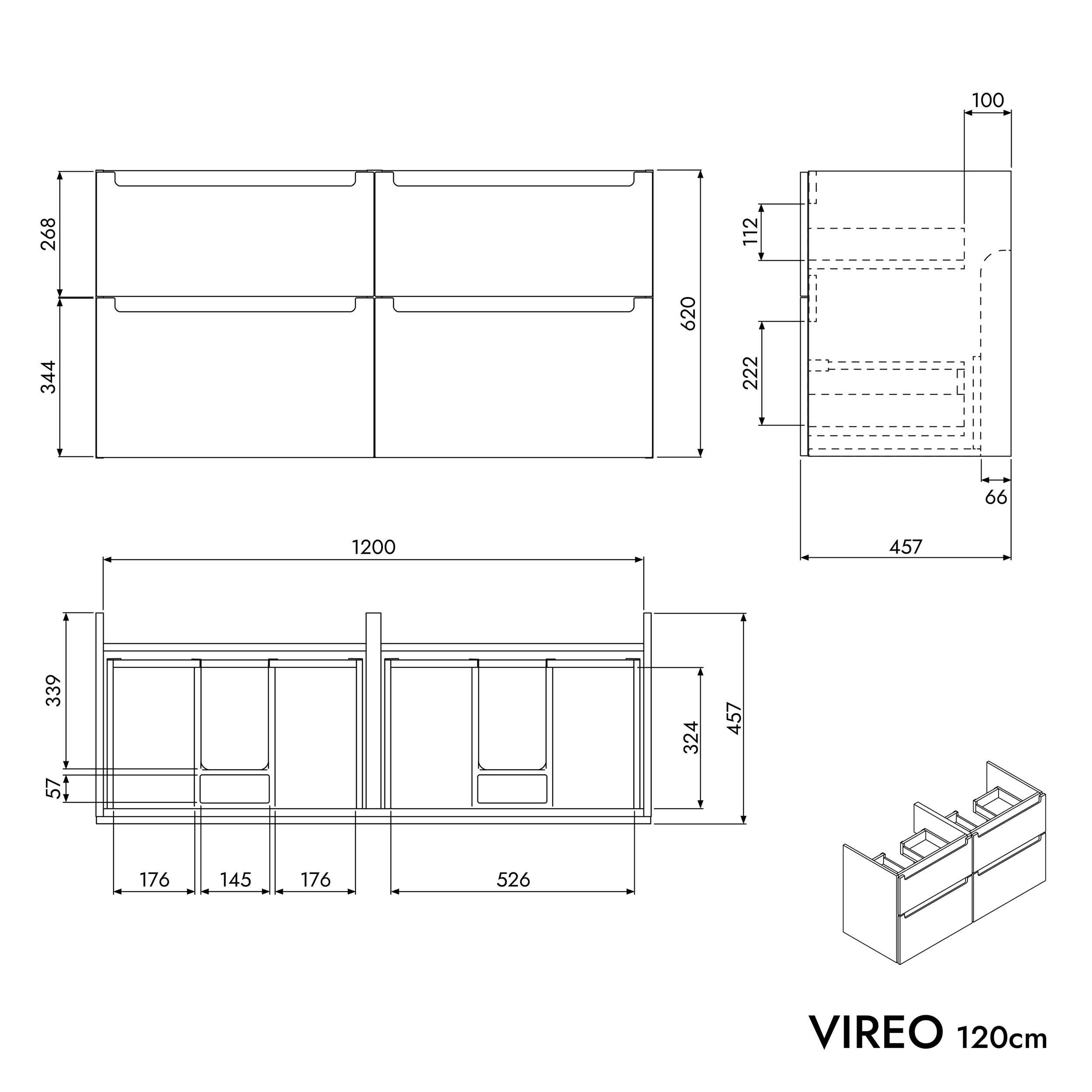 VIREO 120 cm underskab