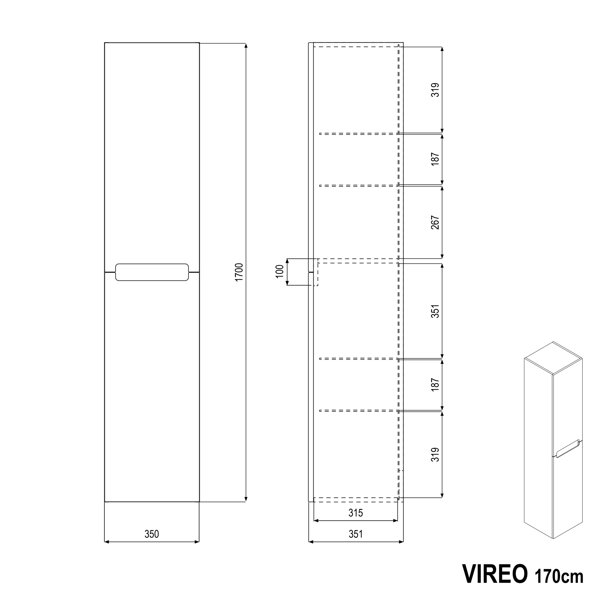 Højskab VIREO 170 cm
