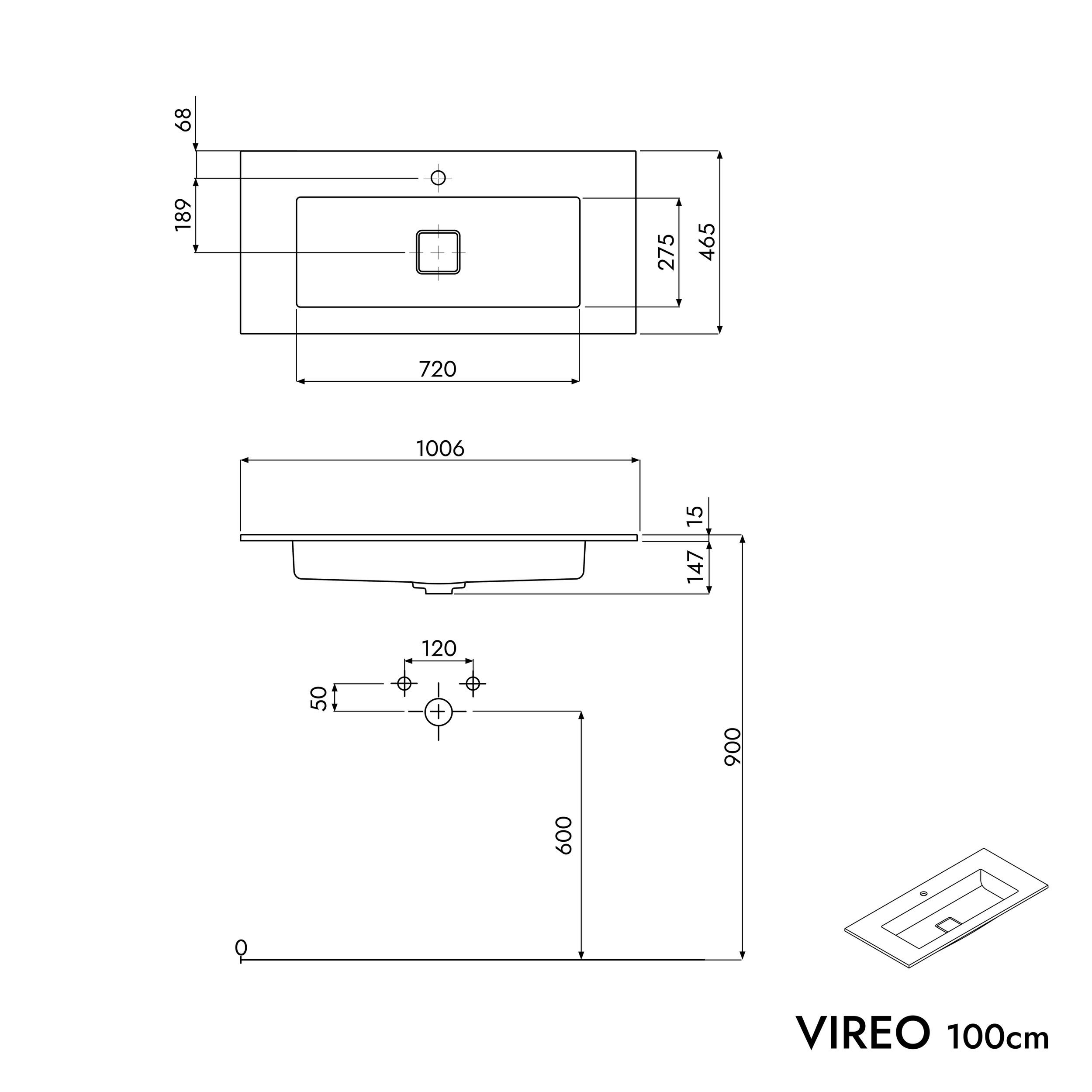 VIREO 100 cm underskab