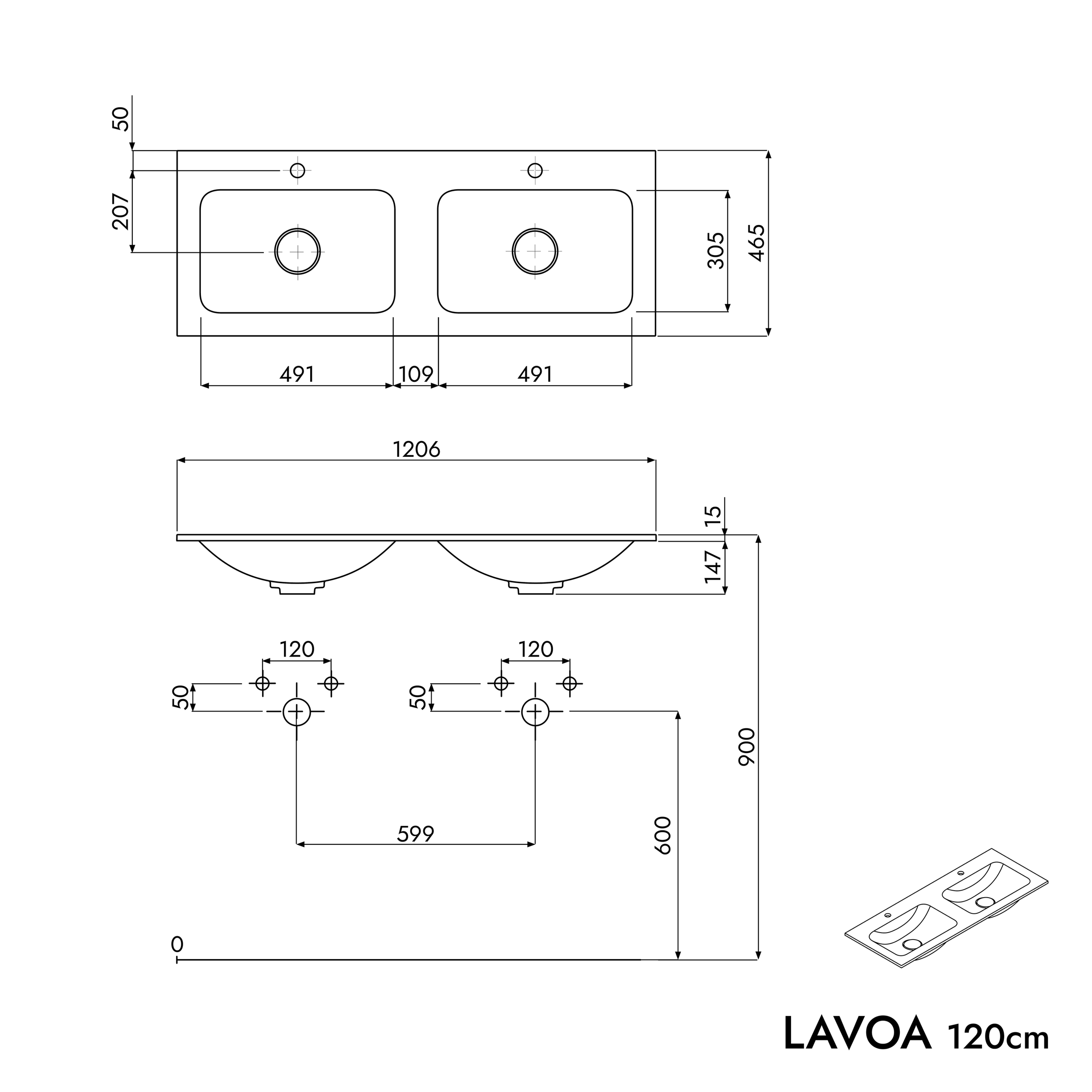 Vaskeskab LAVOA 120 cm