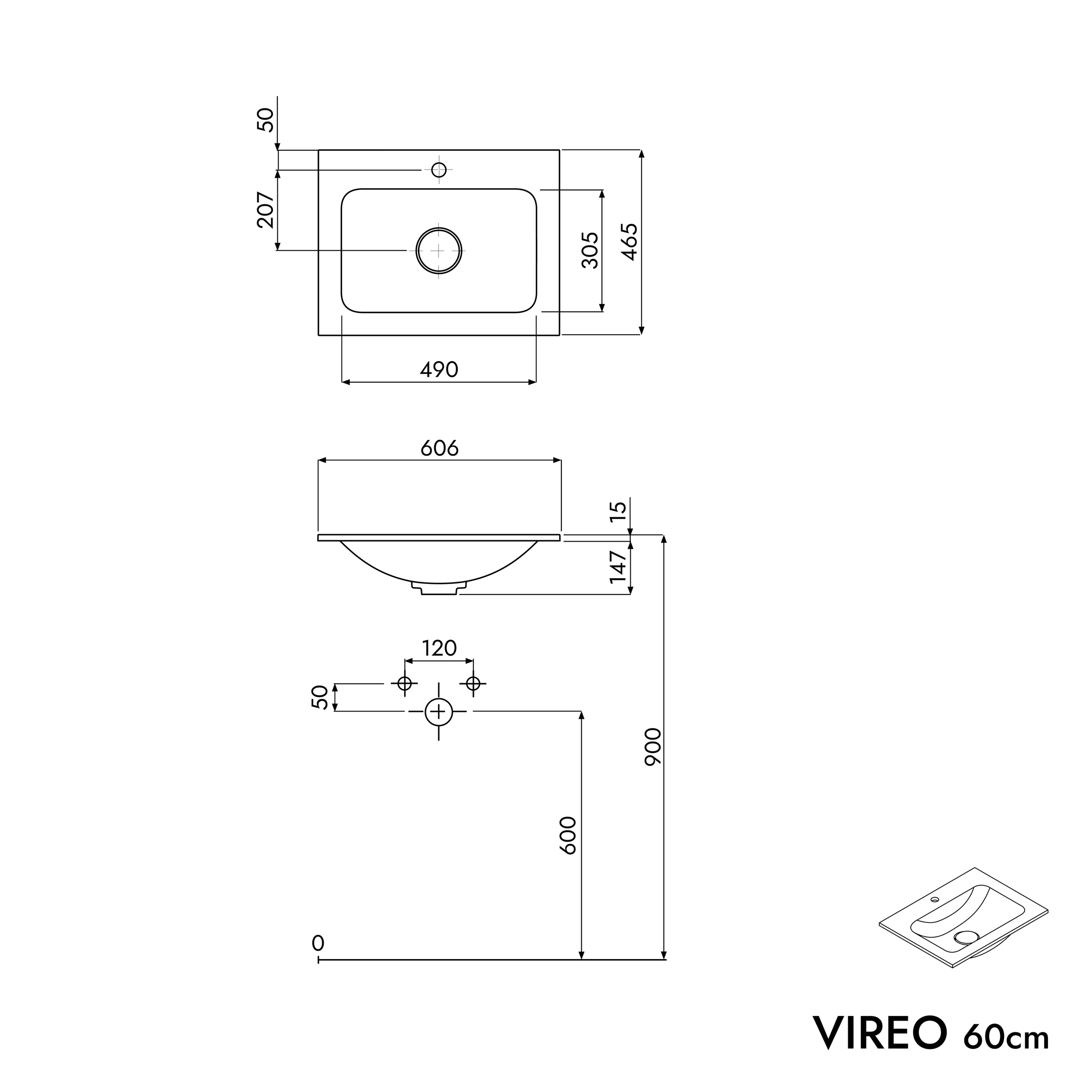 VIREO 60 cm underskab