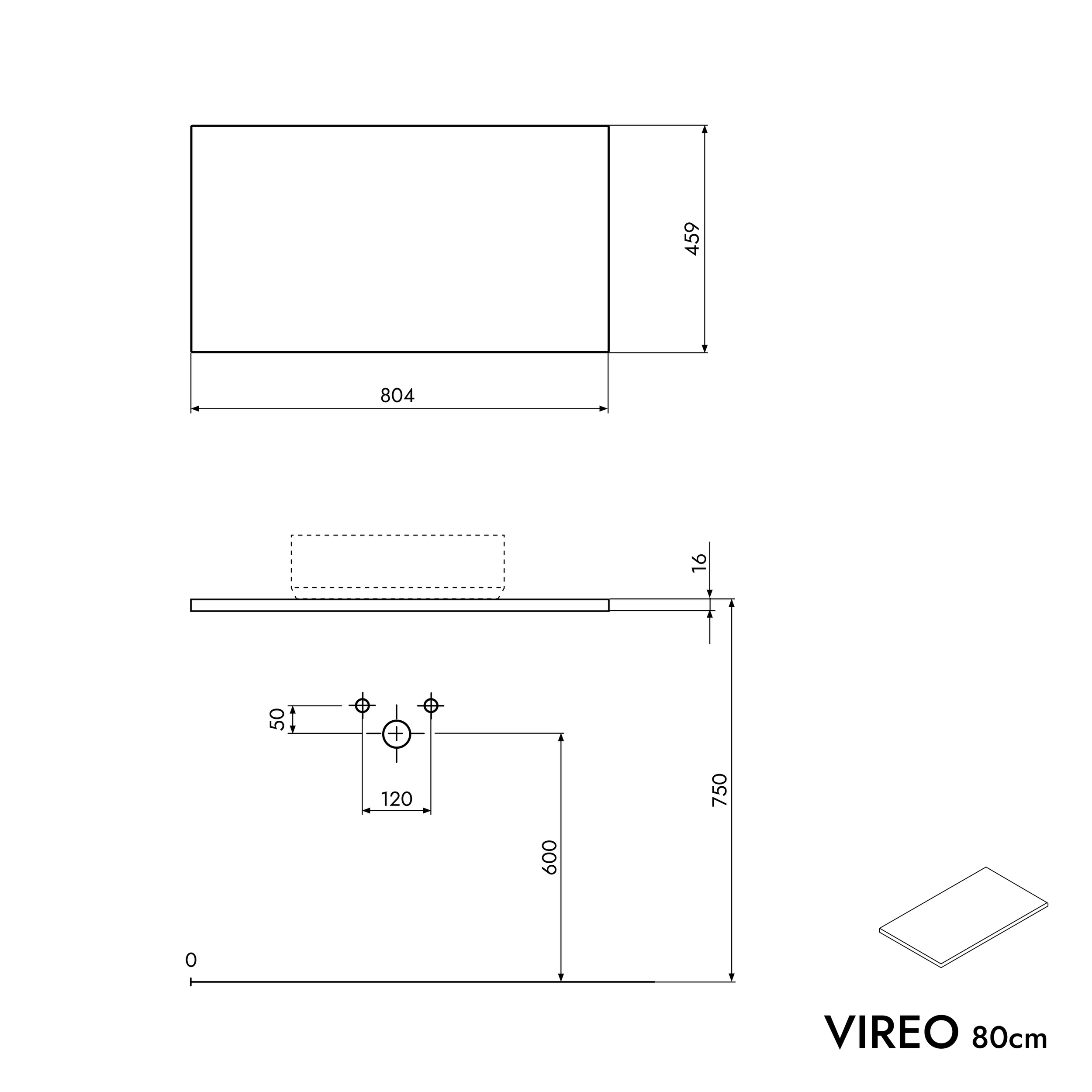 VIREO 80 cm underskab
