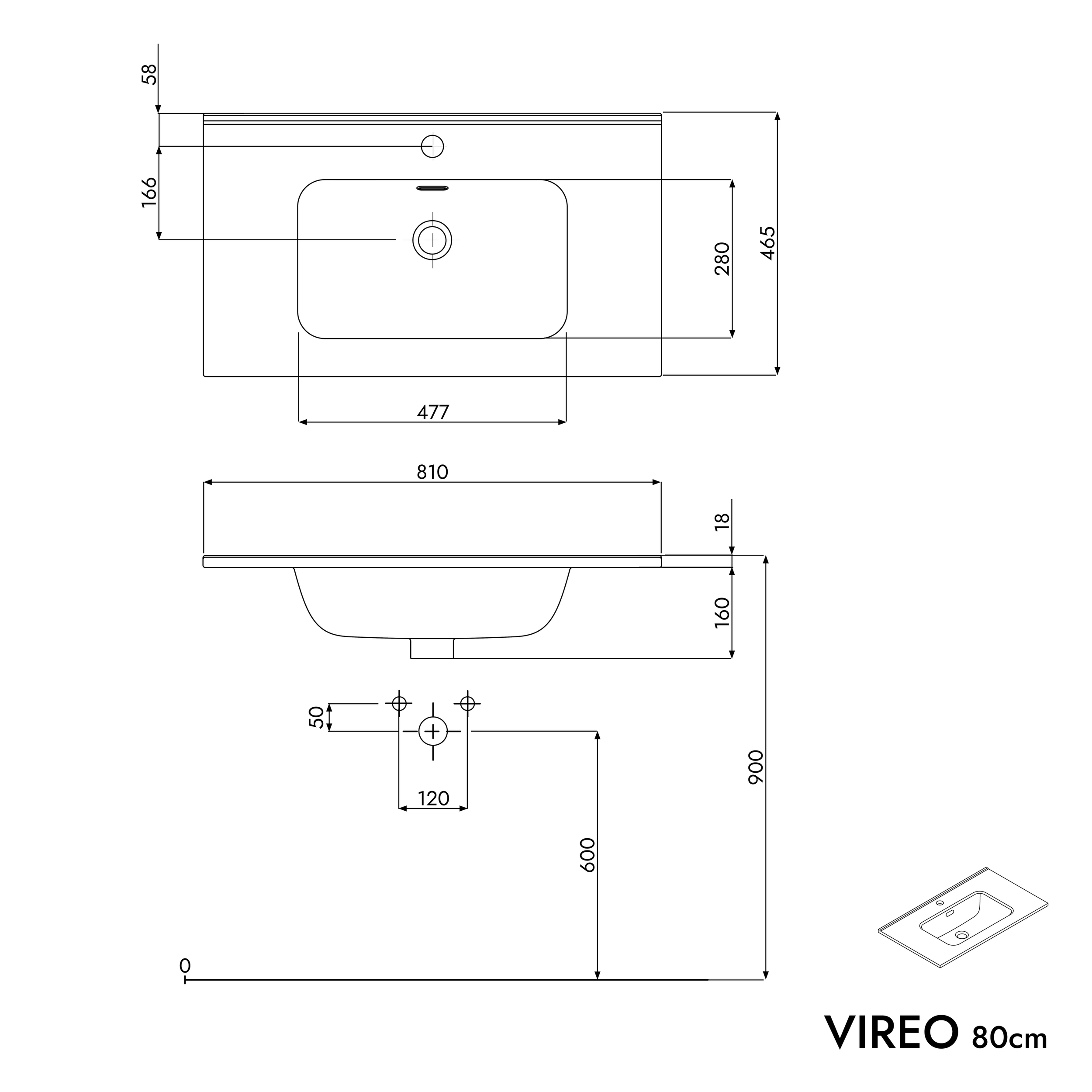 Badmöbel Set VIREO 80 cm mit Waschbecken