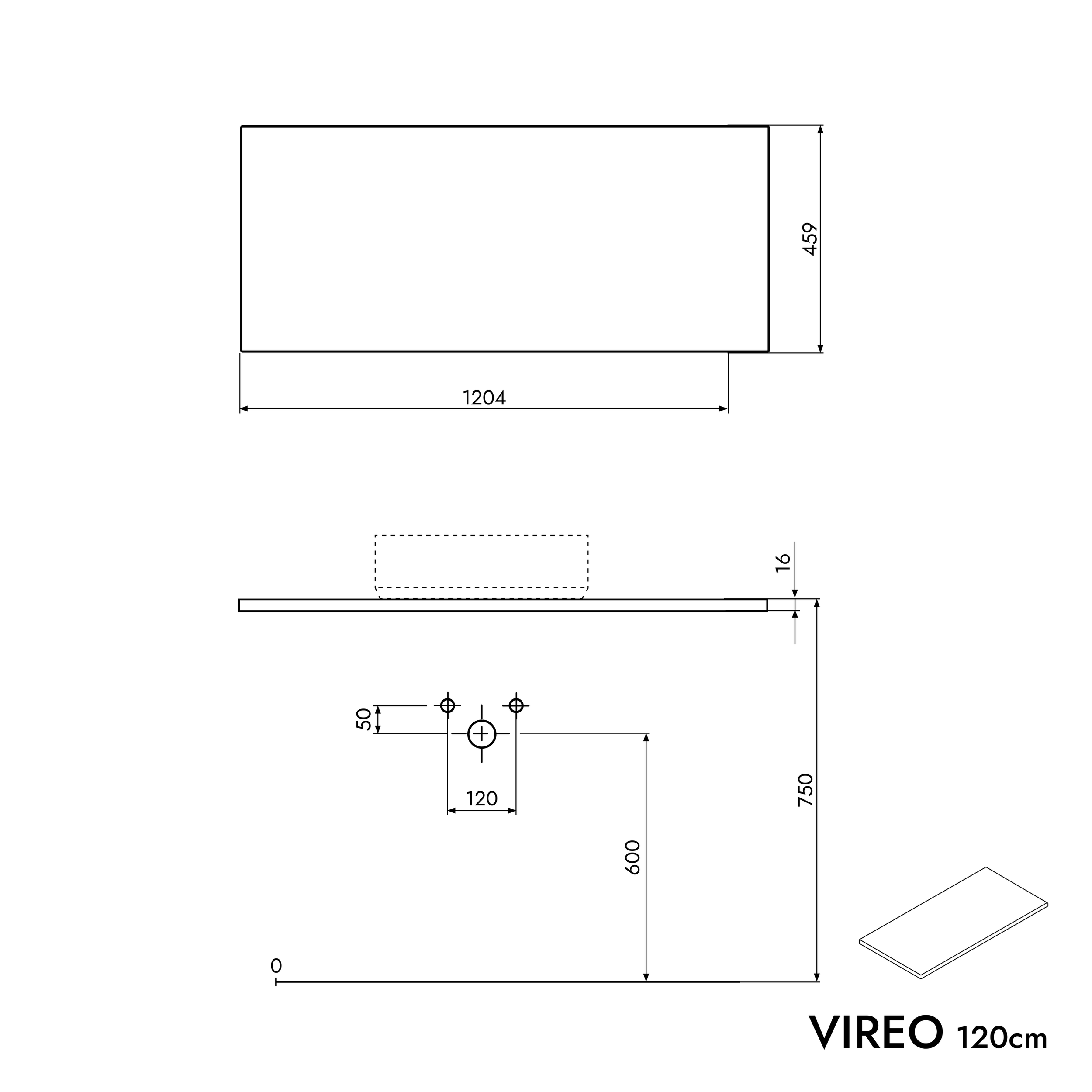 VIREO 120 cm underskab