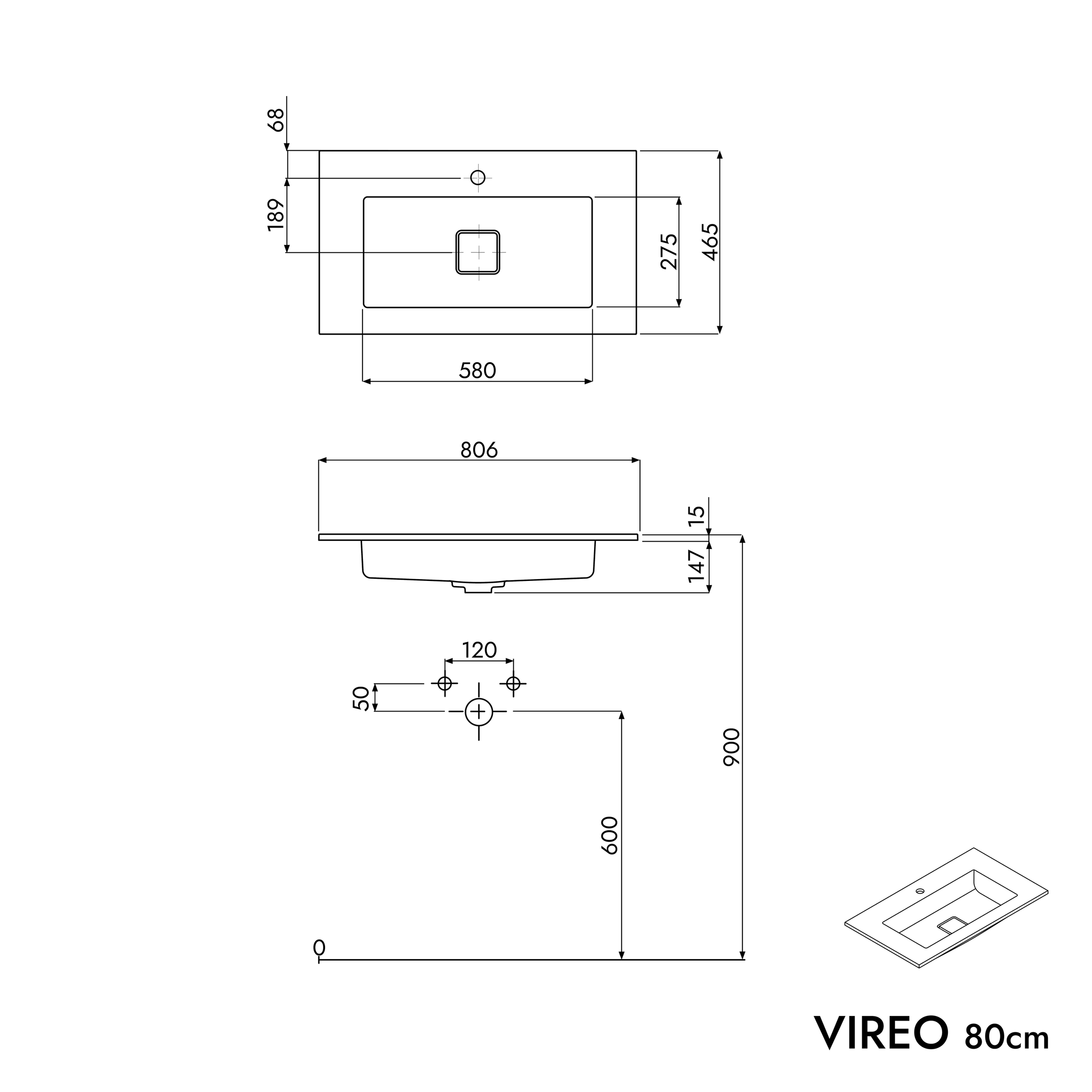 VIREO 80 cm underskab