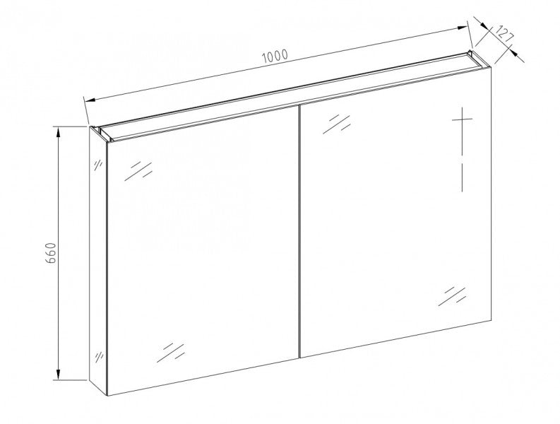 Aluminium spejlskab 2-dørs