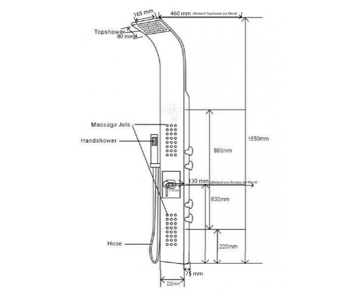 Brusesystem med SEDAL-termostat Brusesøjle 8815