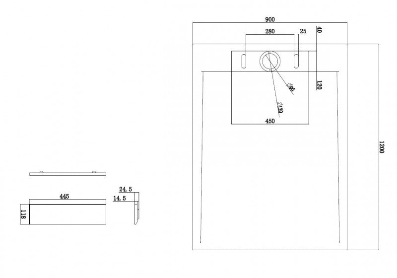 Brusebund af massiv sten (Solid Surface) M2290CG/PB3085GG - skinnende grå 120×90×3,5 cm