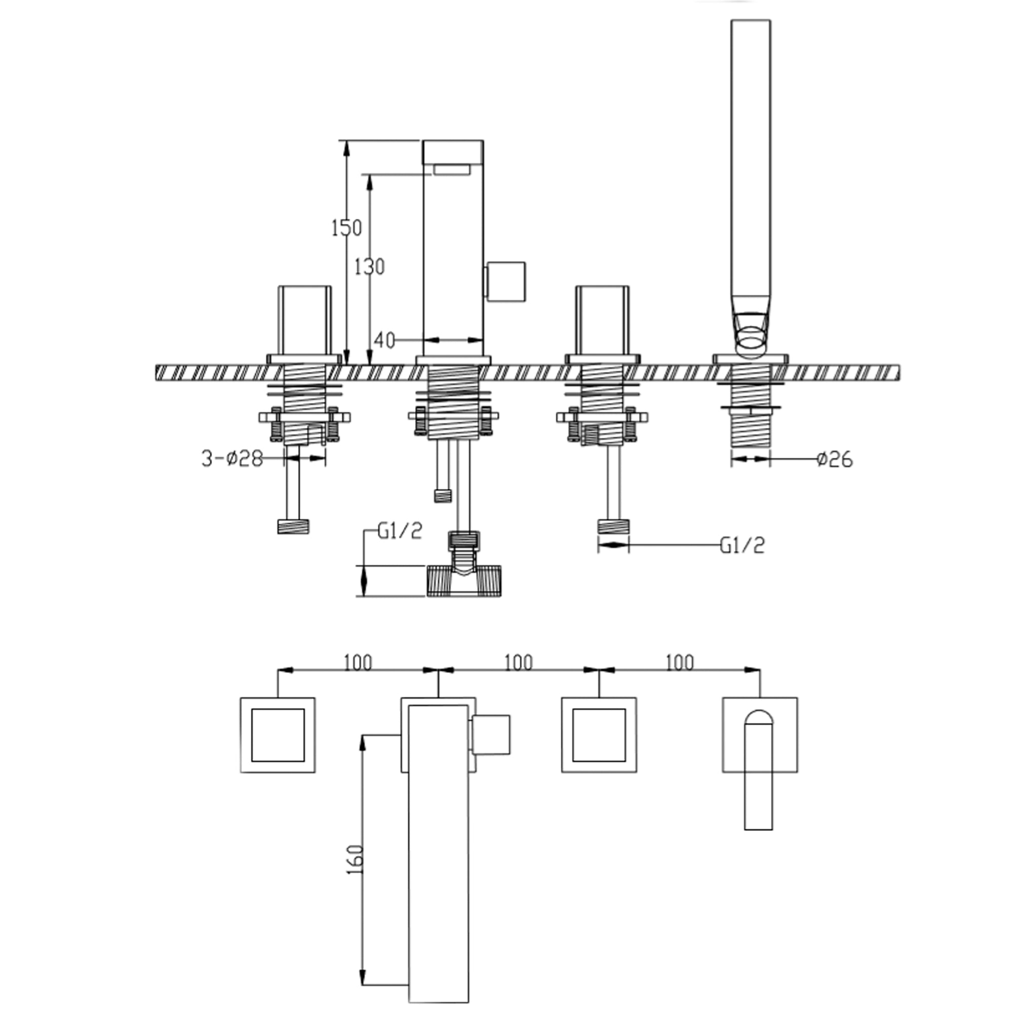 Badekarsarmatur Flisearmatur 6081C